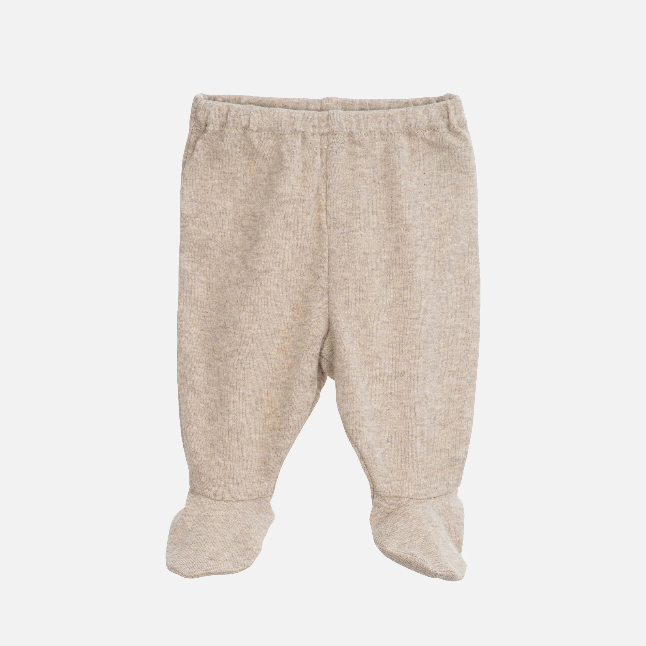 Baby Cotton Newborn Footed Pants - Oat Melange - Image 2