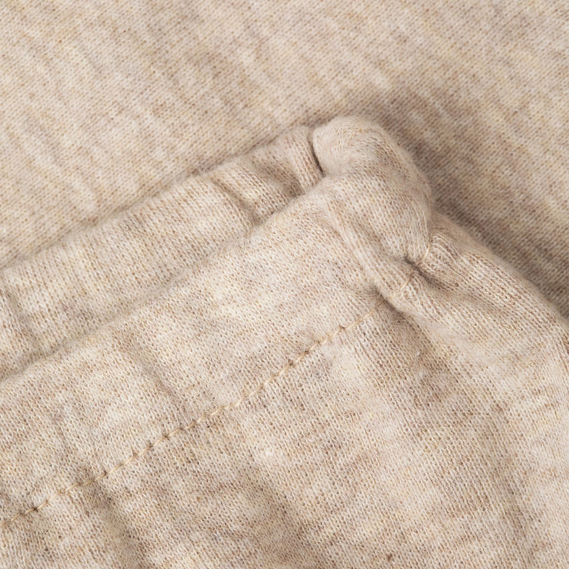Baby Cotton Newborn Footed Pants - Oat Melange - Image 3
