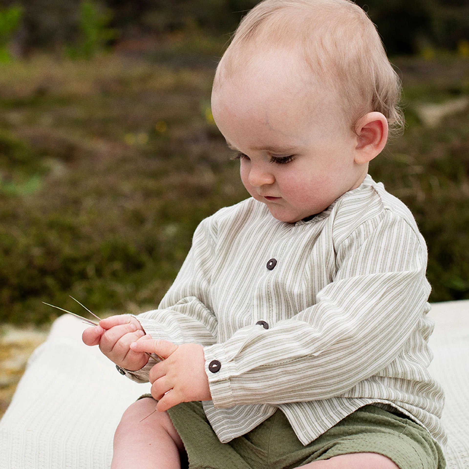 Baby Cotton Shirt - Laurel Stripe