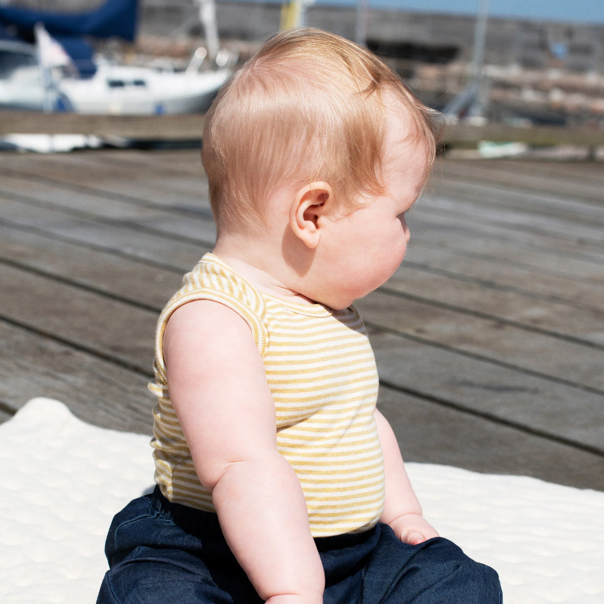 Baby Cotton Sleeveless Body - Chamomile/Off White - Image 4