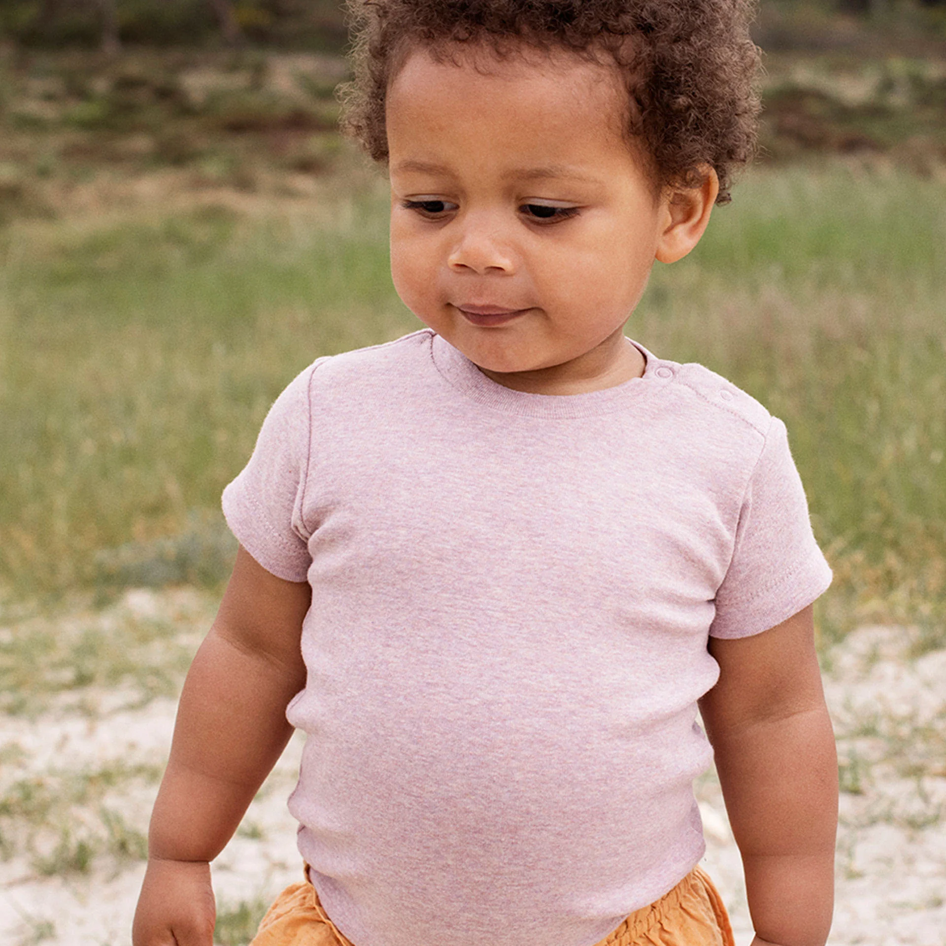 Baby Cotton SS Body - Lilac Melange - Image 2