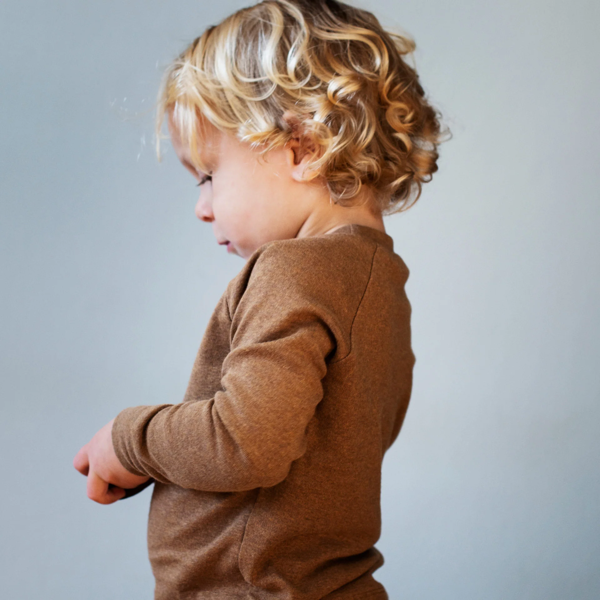 Kids Cotton Raglan Tee - Almond Melange - Image 3