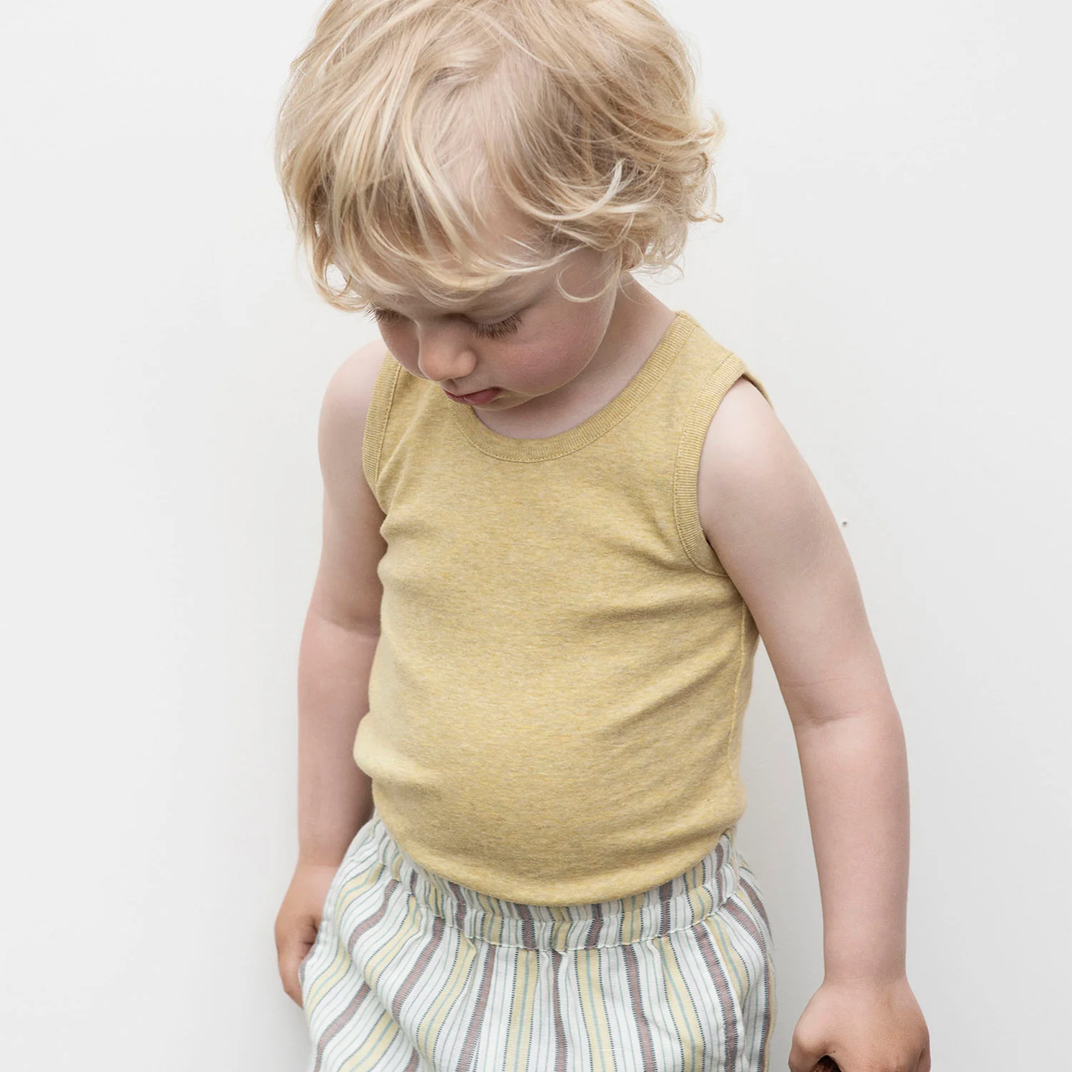 Kids Cotton Tank Top - Chamomile Melange - Image 3