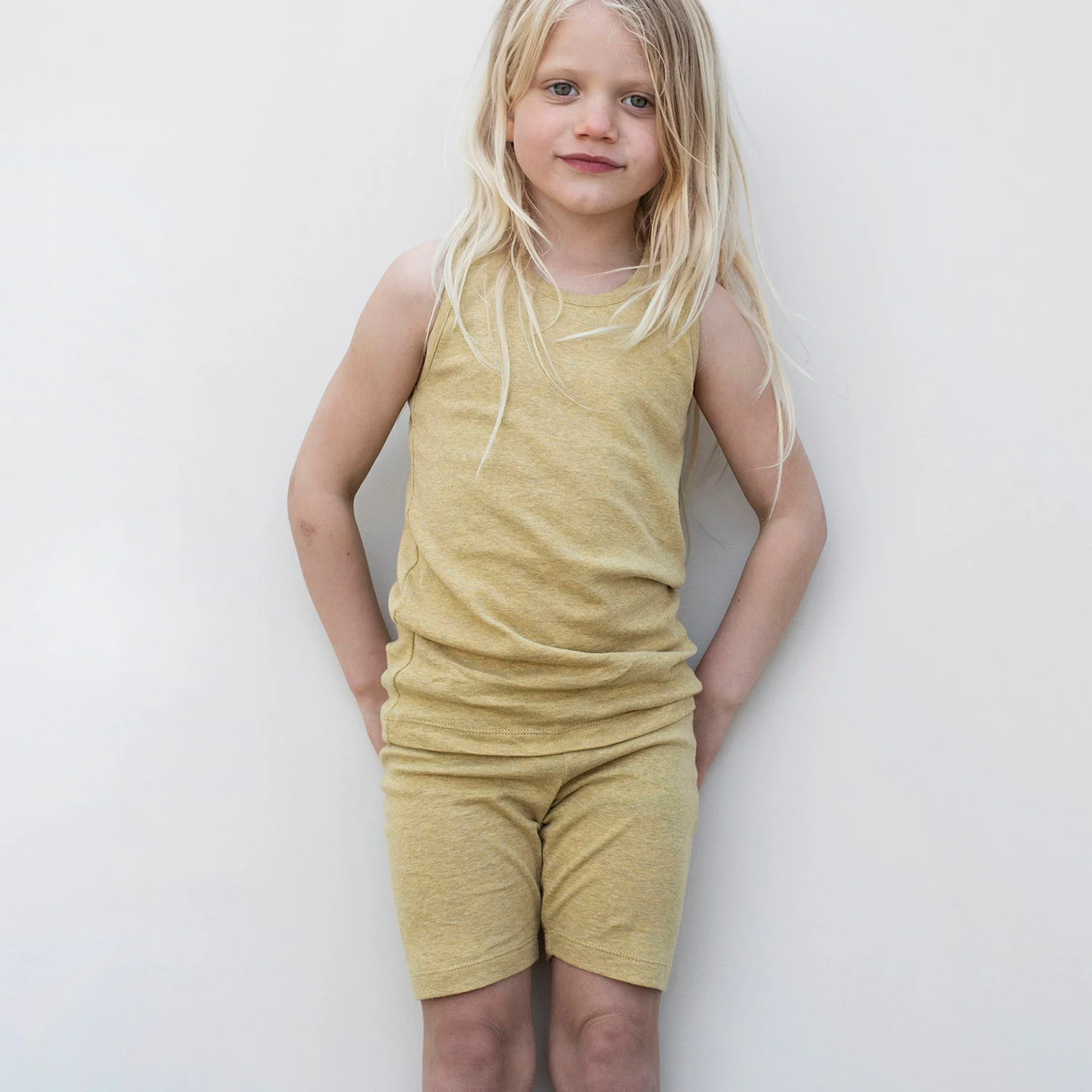 Kids Cotton Tank Top - Chamomile Melange - Image 4