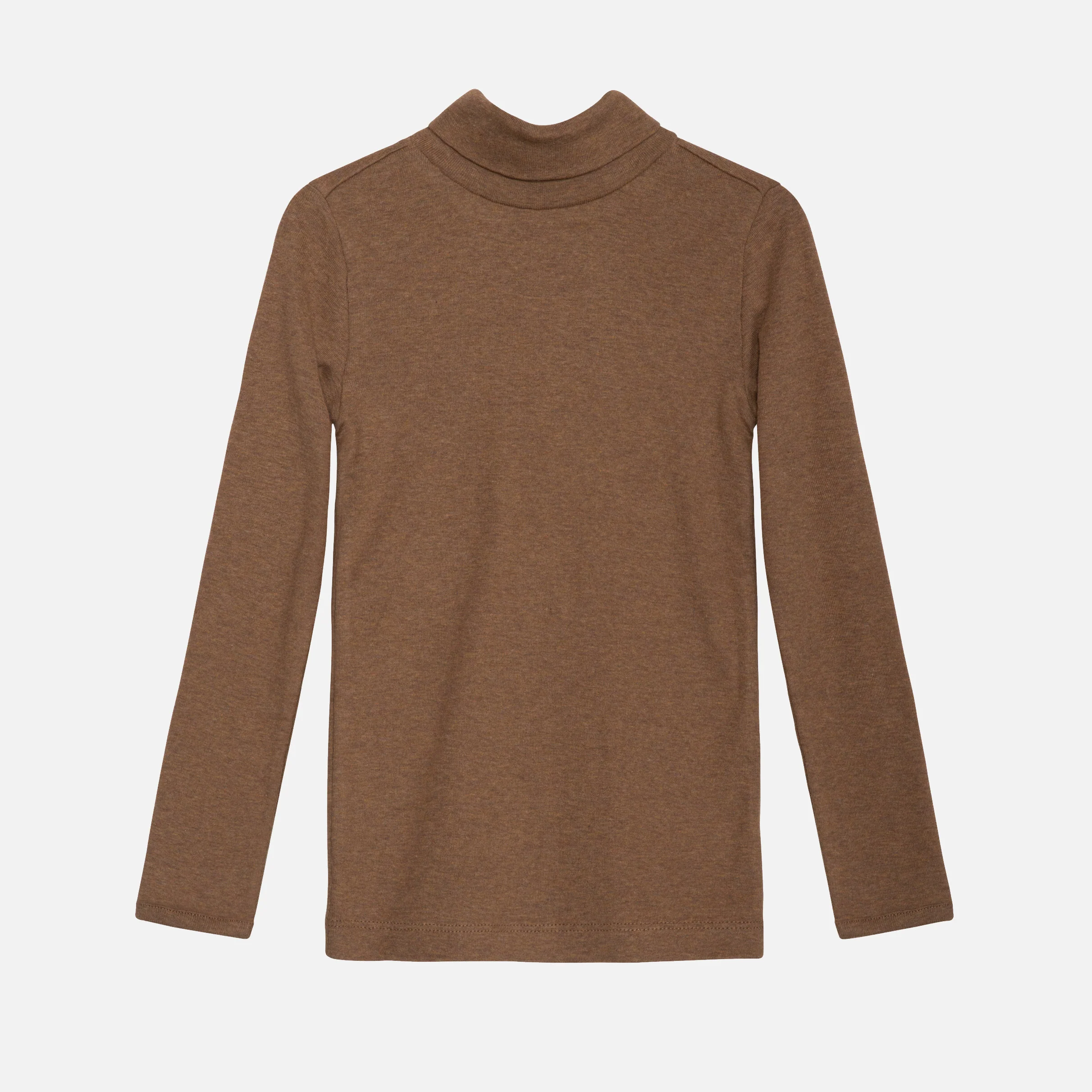 Kids Cotton Turtleneck Top - Almond Melange - Image 2
