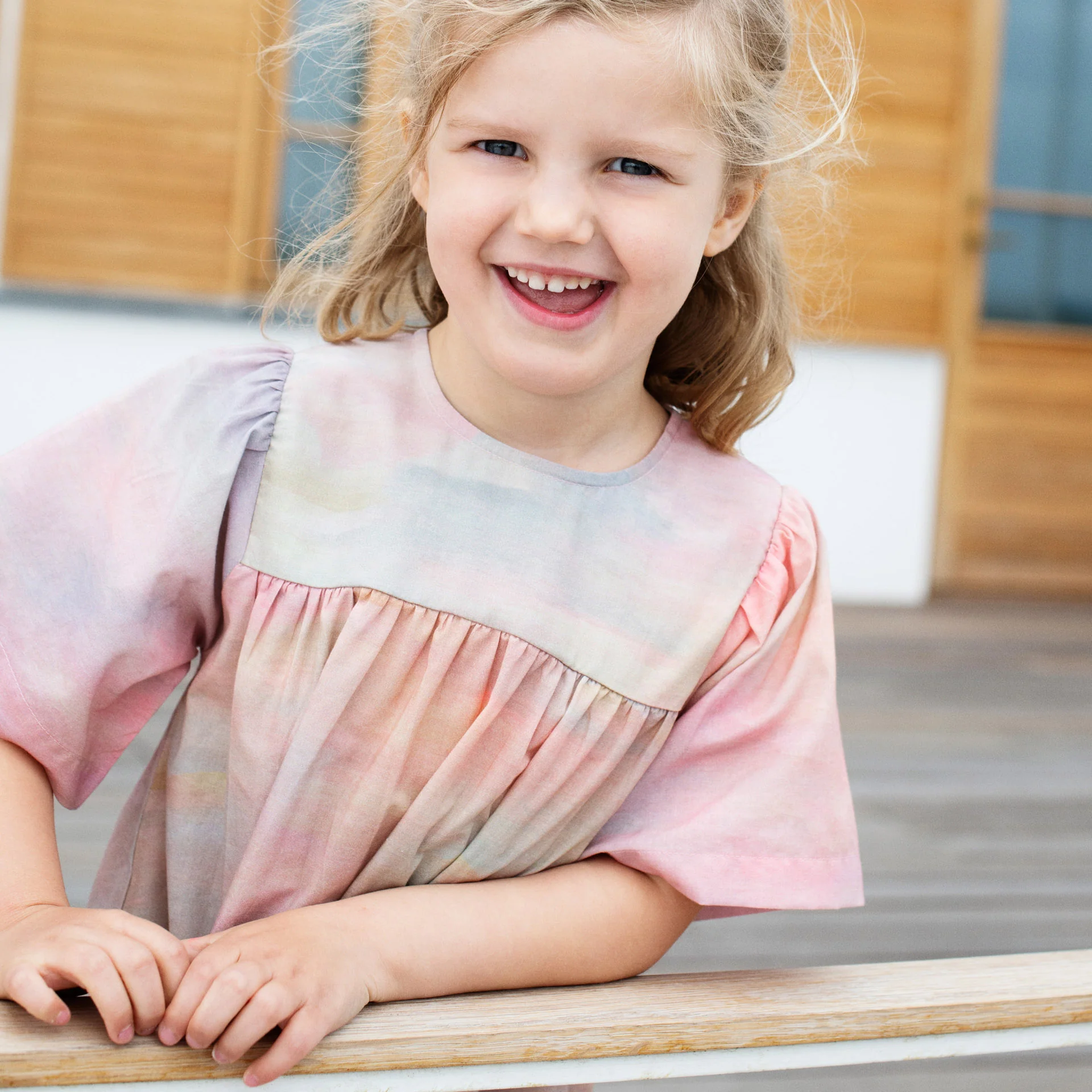 Kids Cotton Flair Dress - Dawn - Image 3