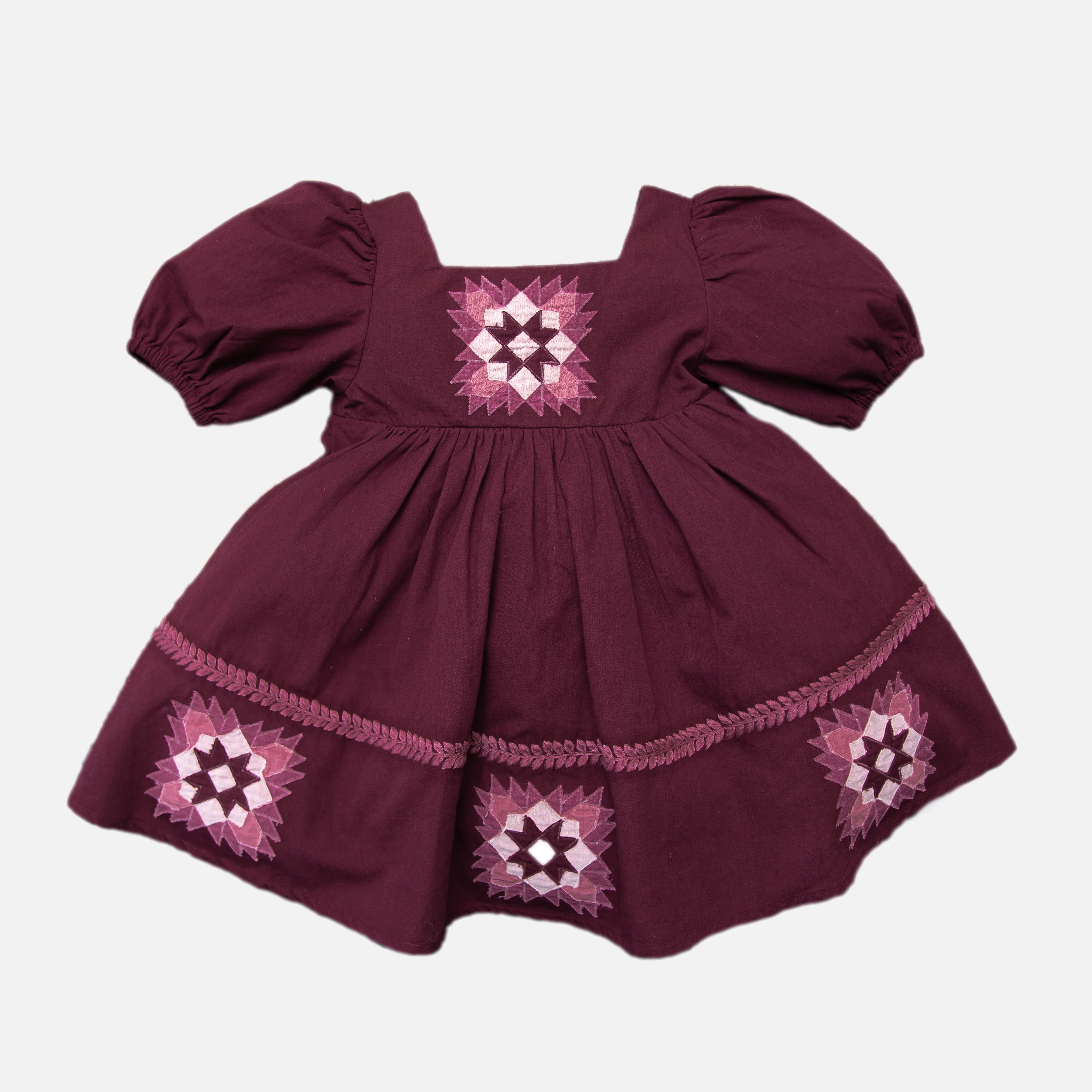 Kids Cotton Patchwork Dress - Grape - Image 2