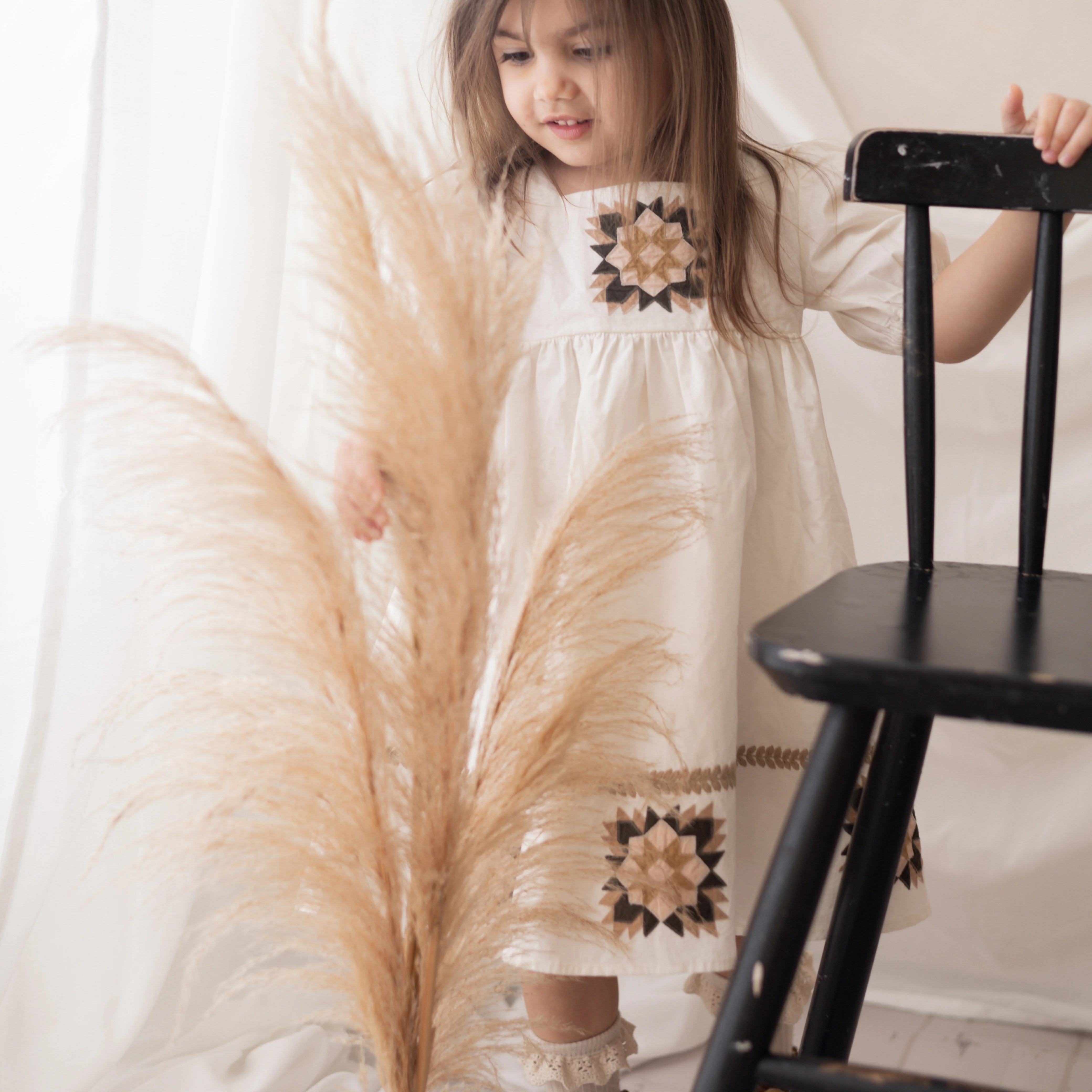 Kids Cotton Patchwork Dress - Marshmallow - Image 4