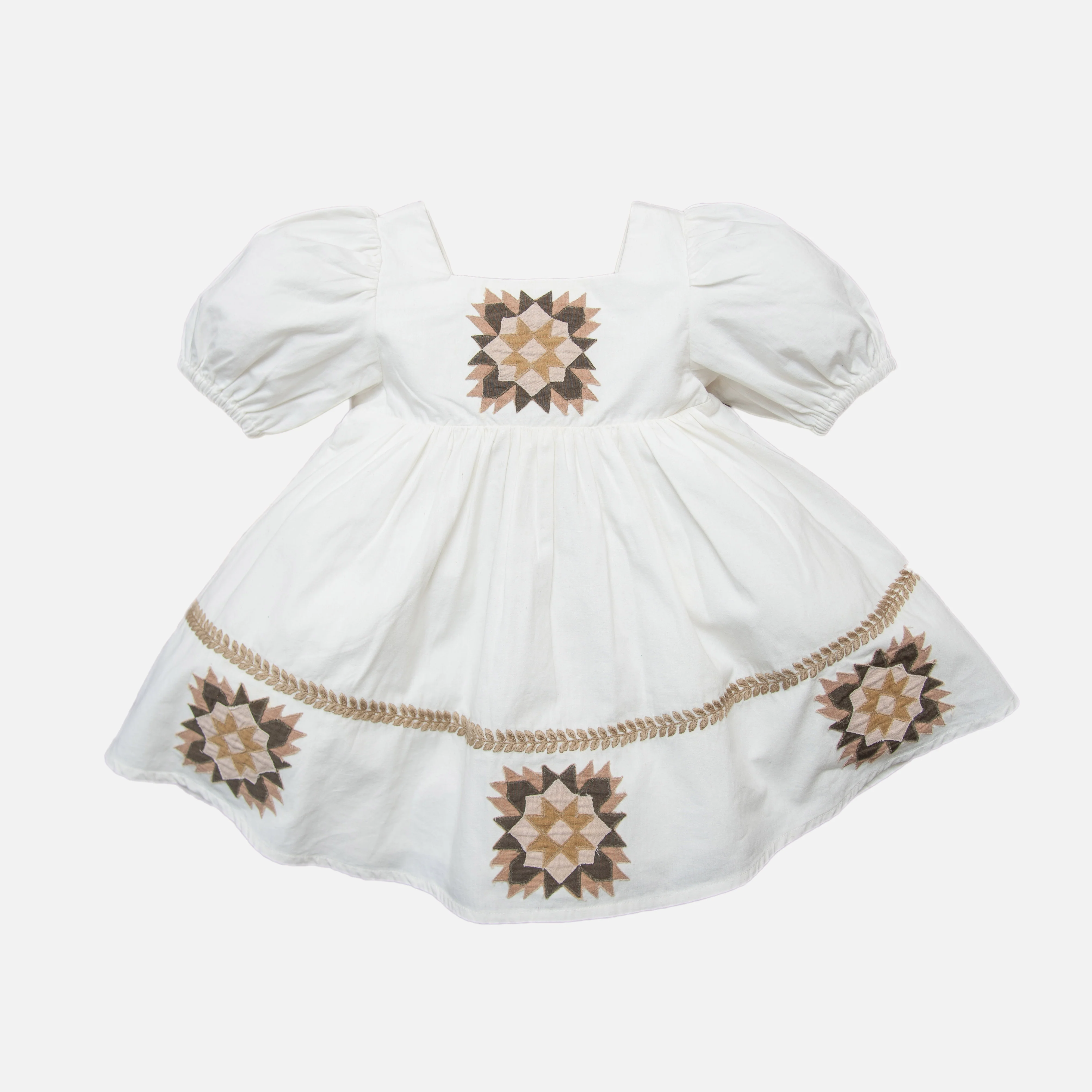 Kids Cotton Patchwork Dress - Marshmallow - Image 6