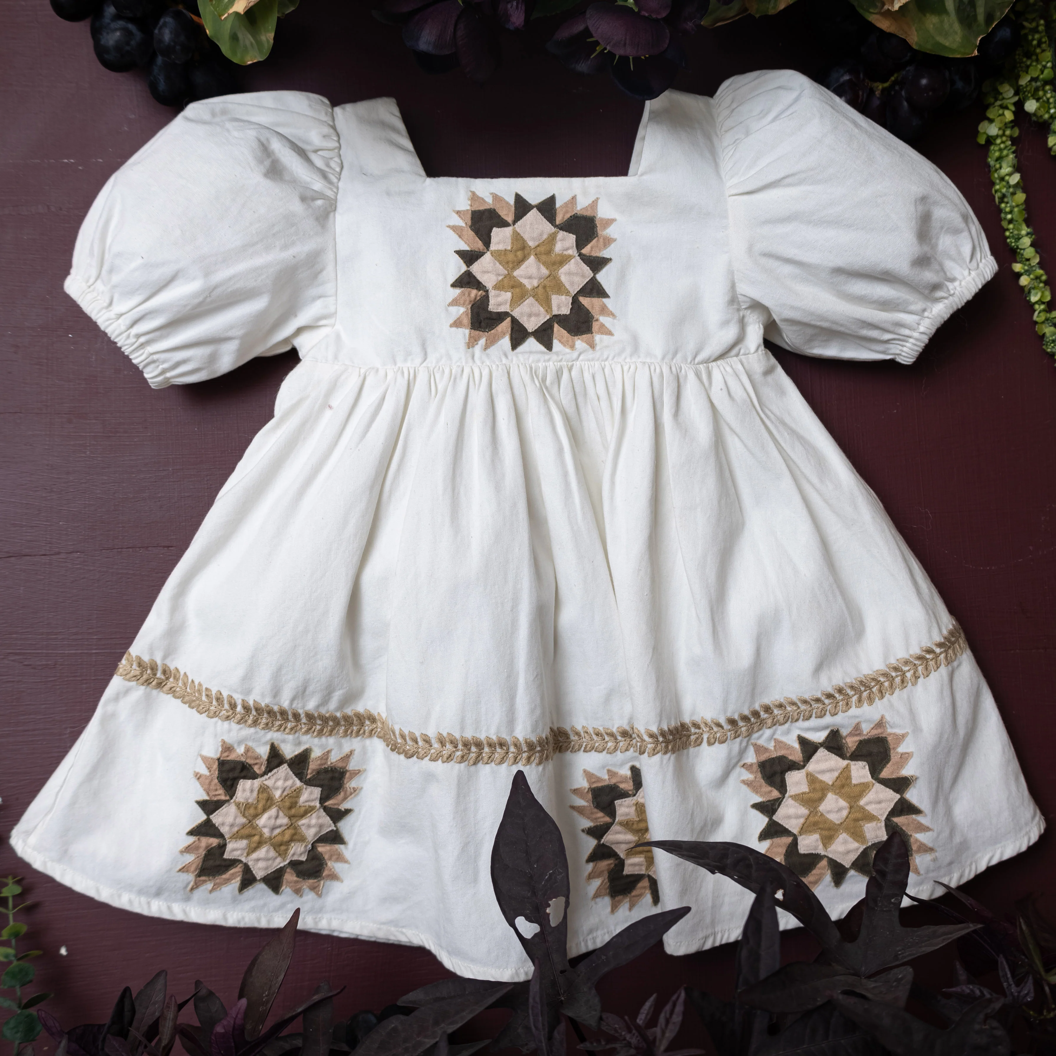 Kids Cotton Patchwork Dress - Marshmallow - Image 7