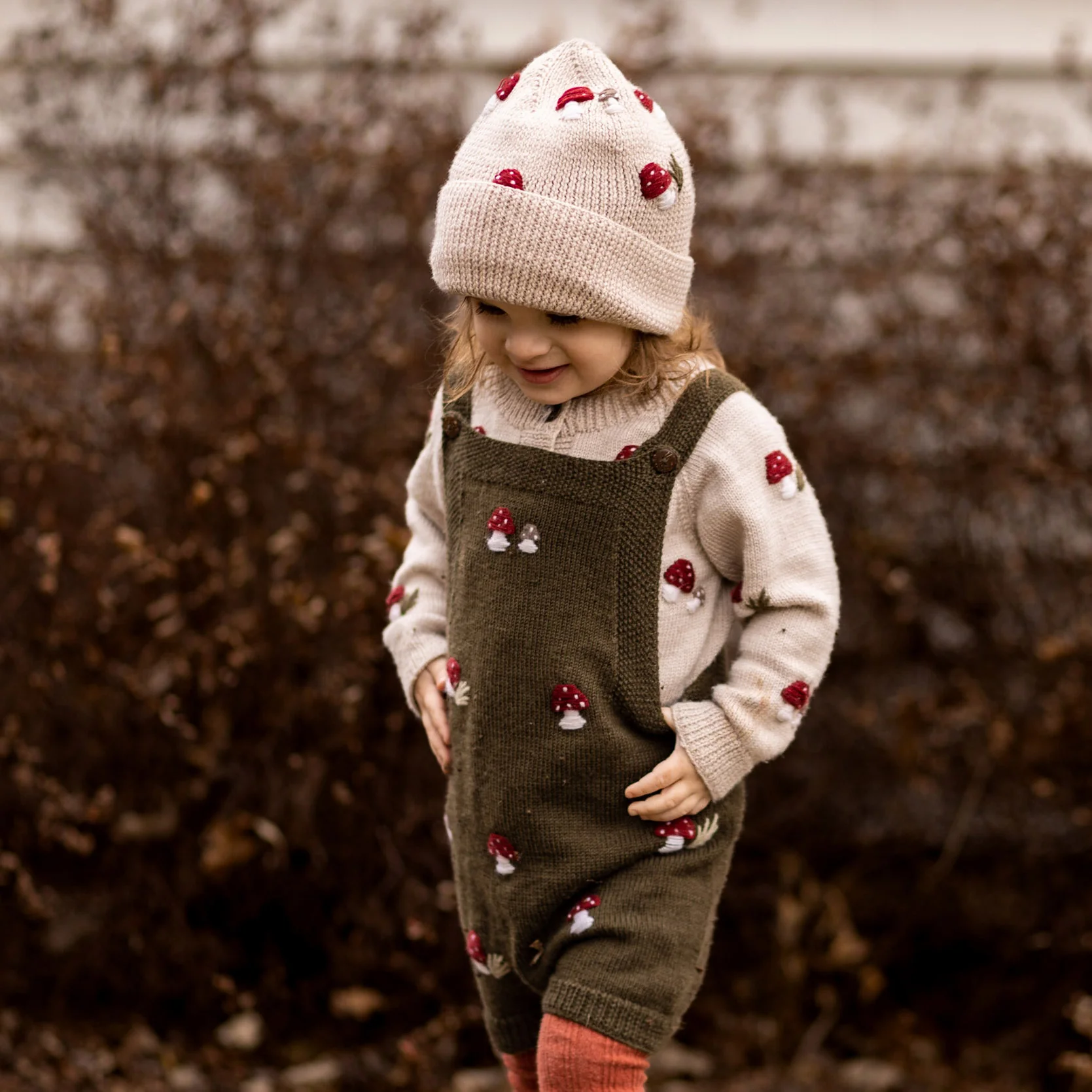Kids Merino Wool Mushroom Cardigan - Oats - Image 4