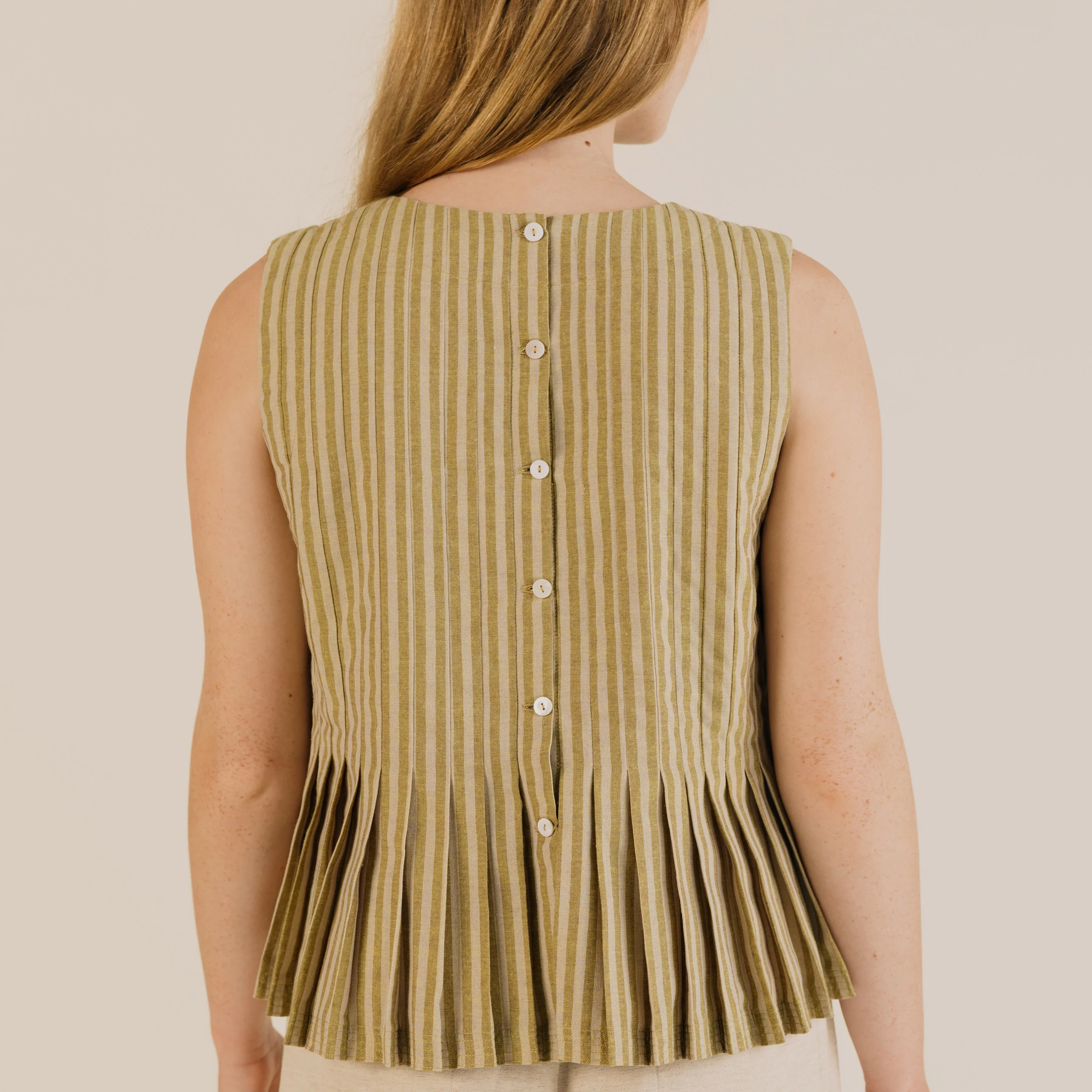 Women's Cotton Minnie Top - Ochre Stripe - Image 14