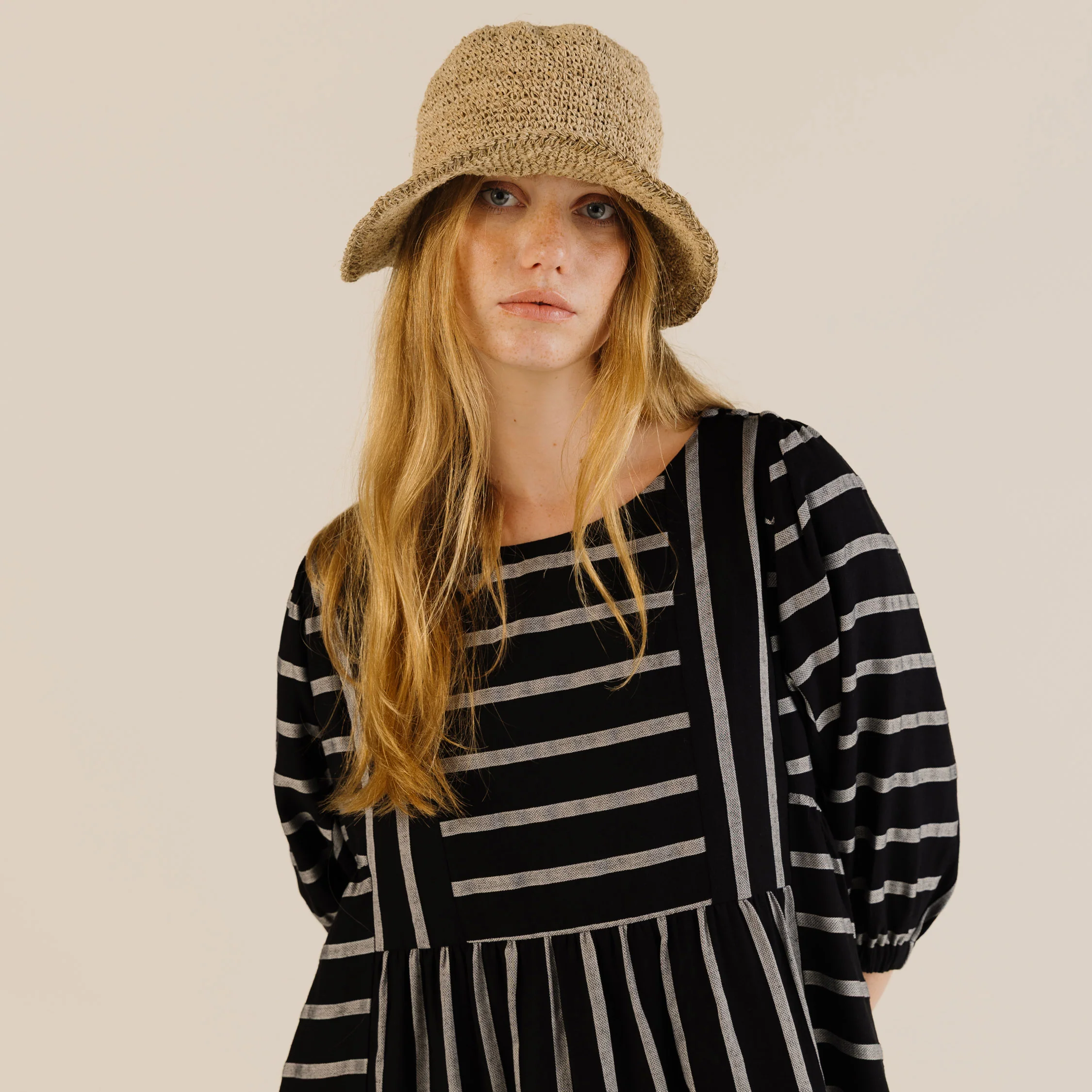 Women's Linen & Cotton Betsy Dress - Black Stripe - Image 3