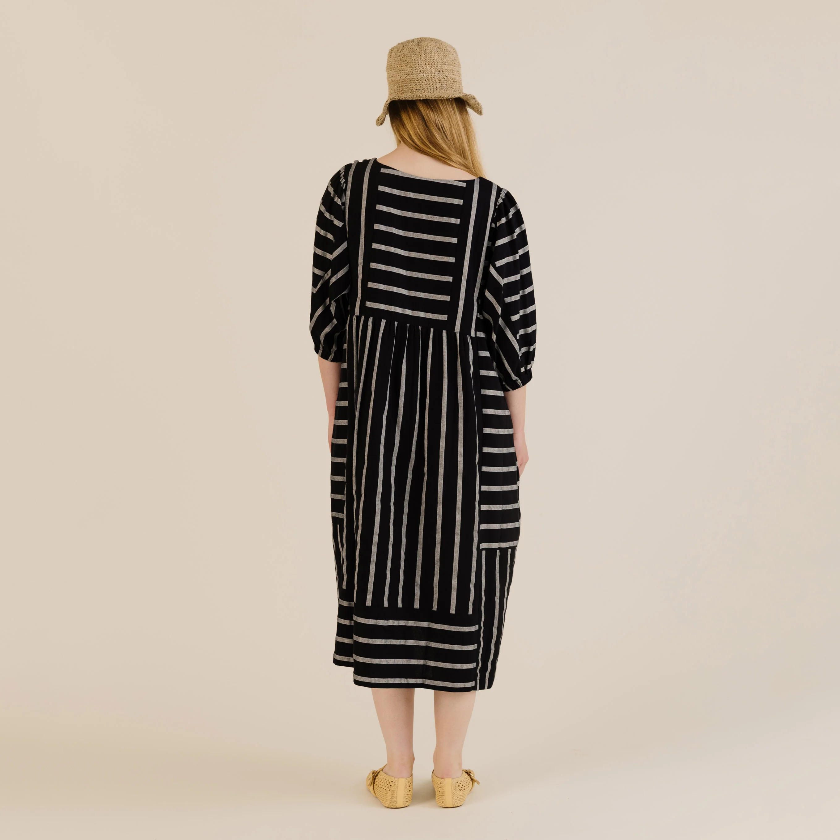 Women's Linen & Cotton Betsy Dress - Black Stripe - Image 6