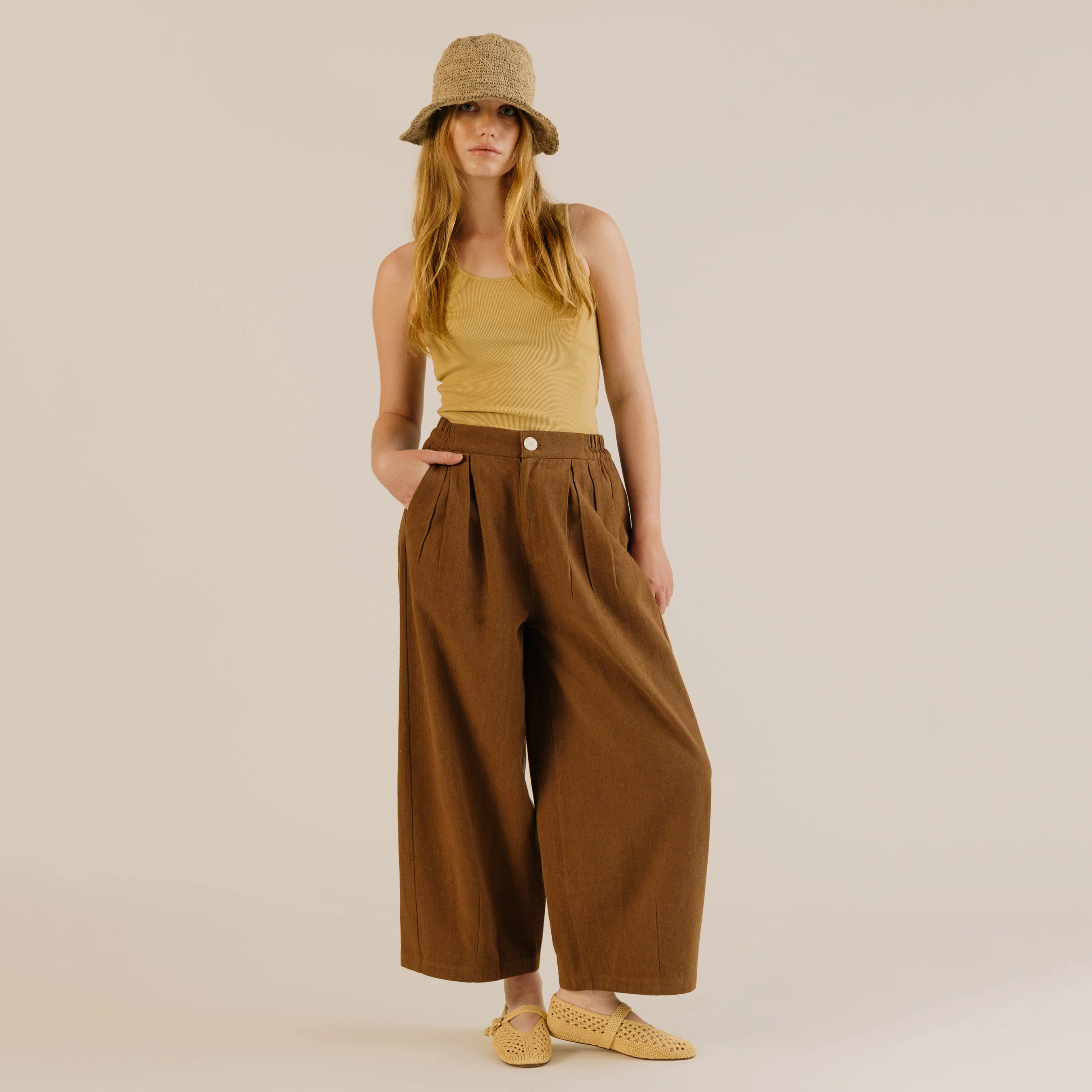 Women's Linen & Cotton Leila Trousers - Earth - Image 3