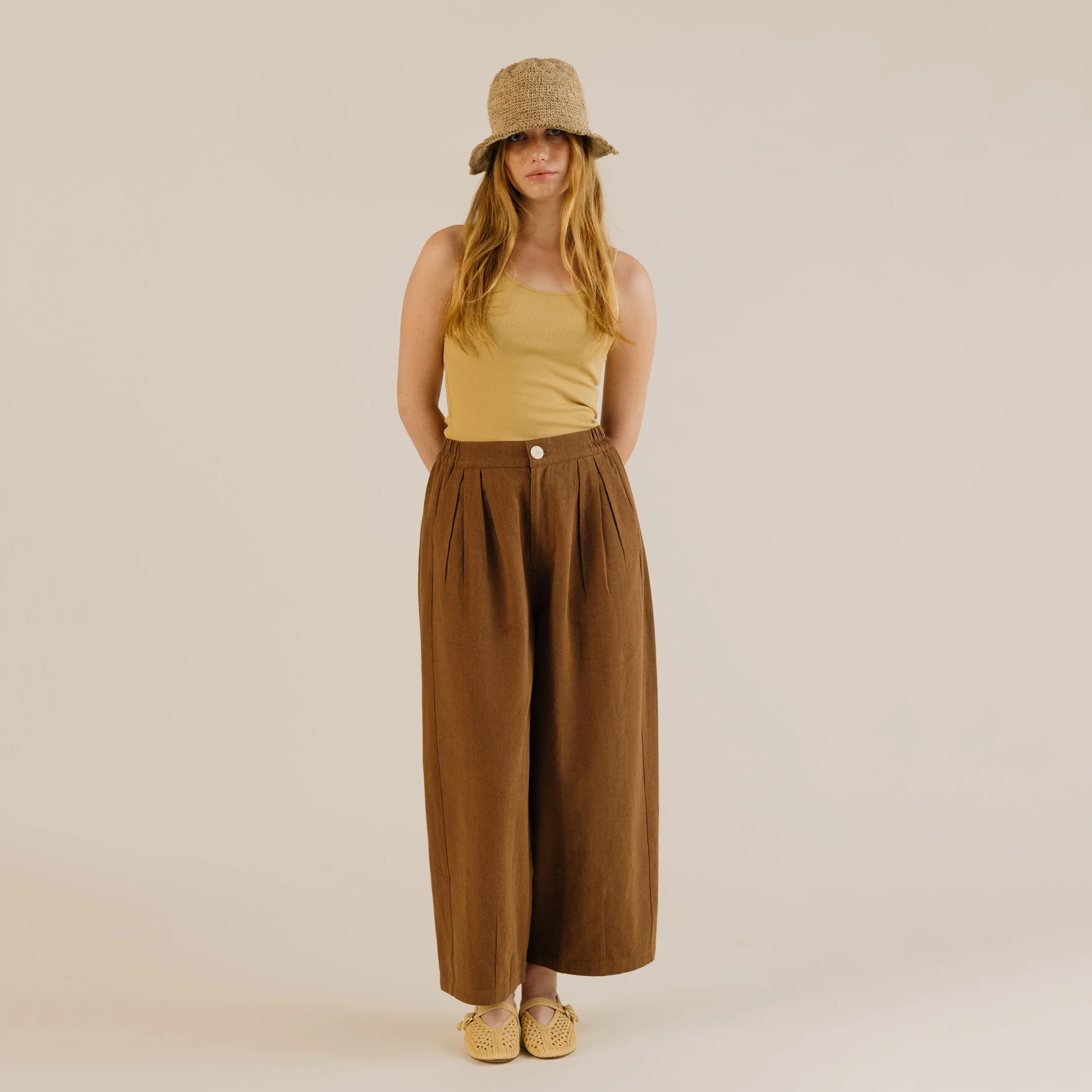 Women's Linen & Cotton Leila Trousers - Earth - Image 4