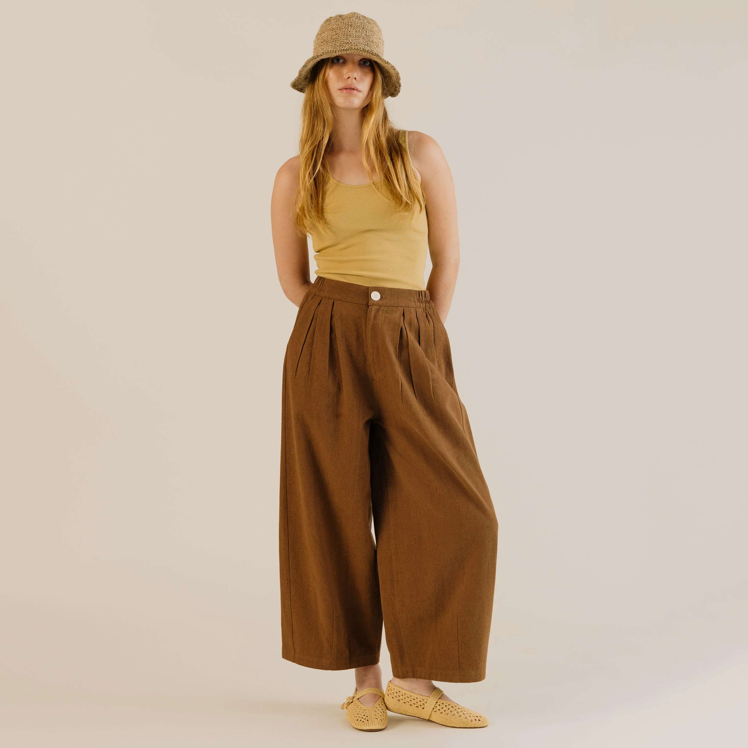 Women's Linen & Cotton Leila Trousers - Earth - Image 5