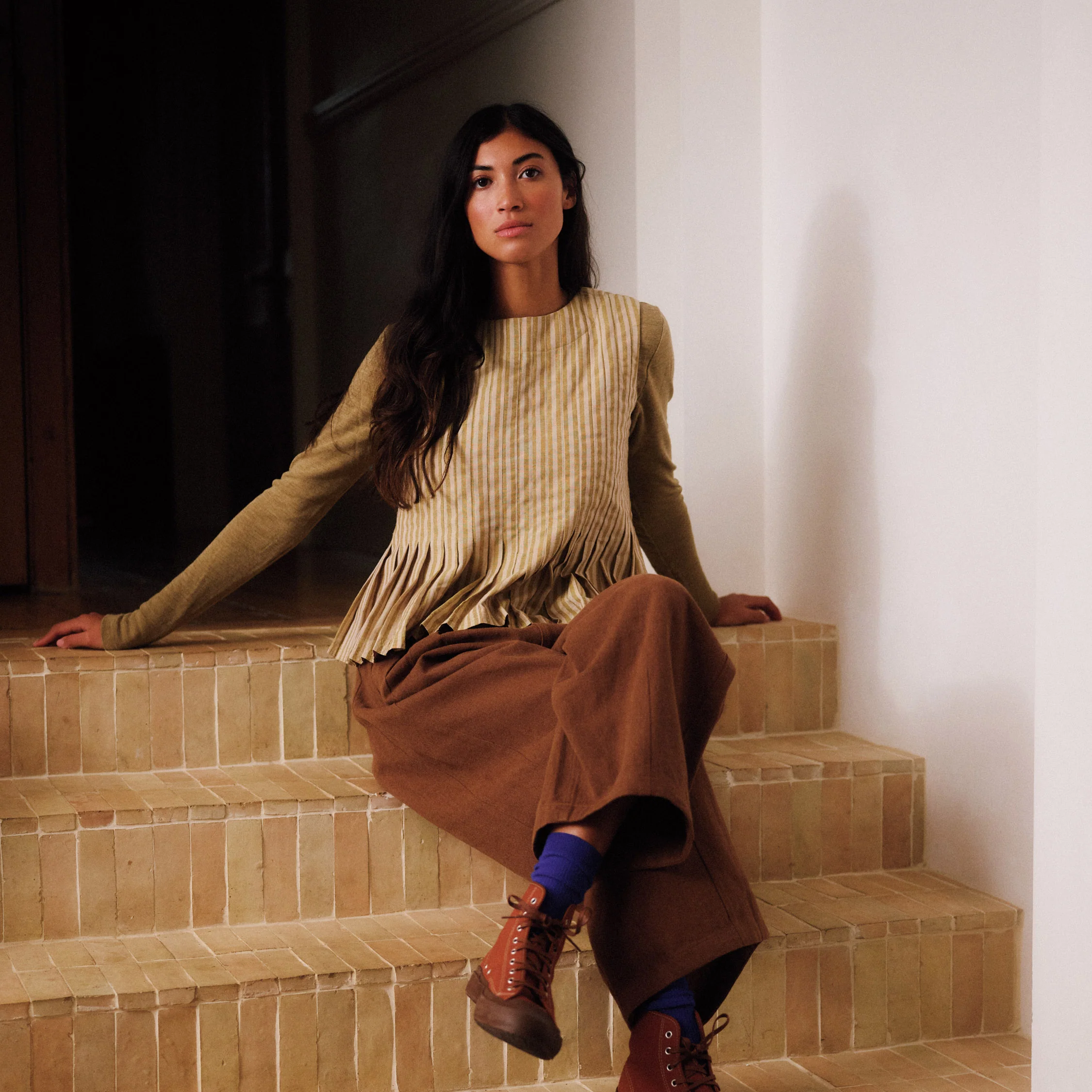 Women's Linen & Cotton Leila Trousers - Earth - Image 8