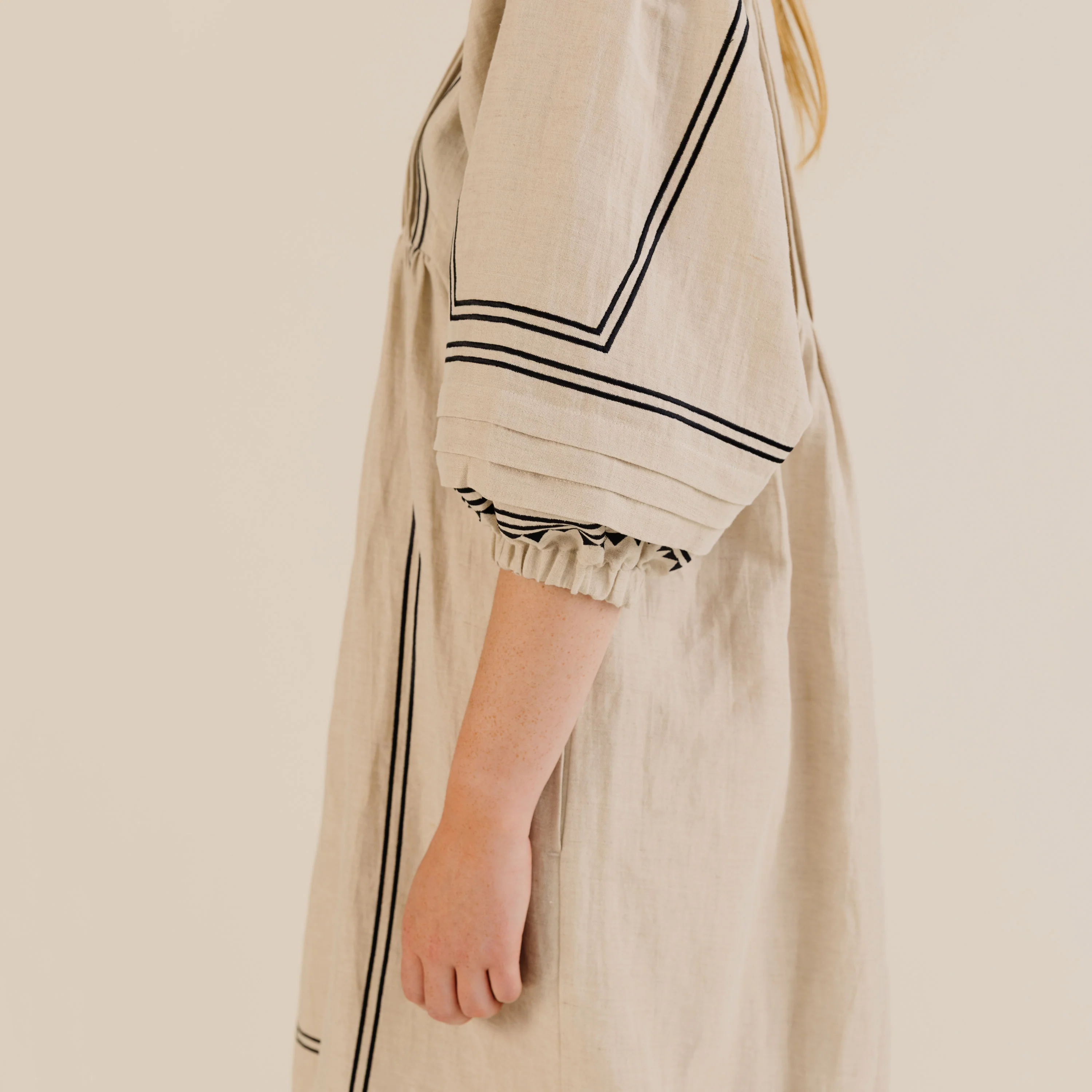 Women's Linen & Cotton Star Dress - Oat - Image 5