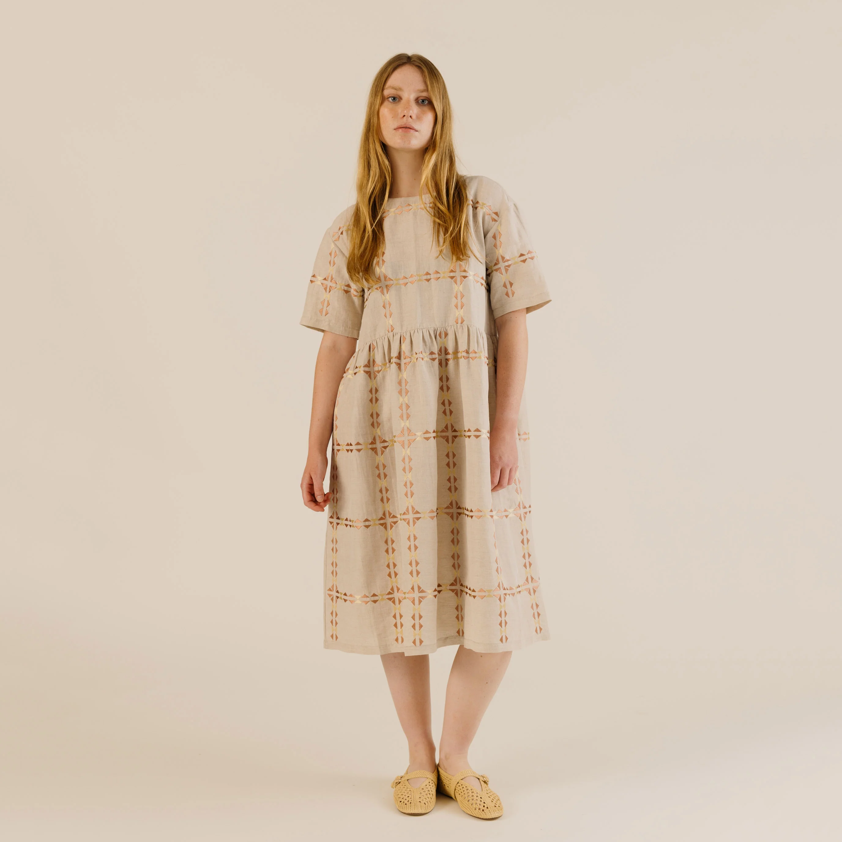 Women's Linen & Cotton Una Dress - Oat Emblem