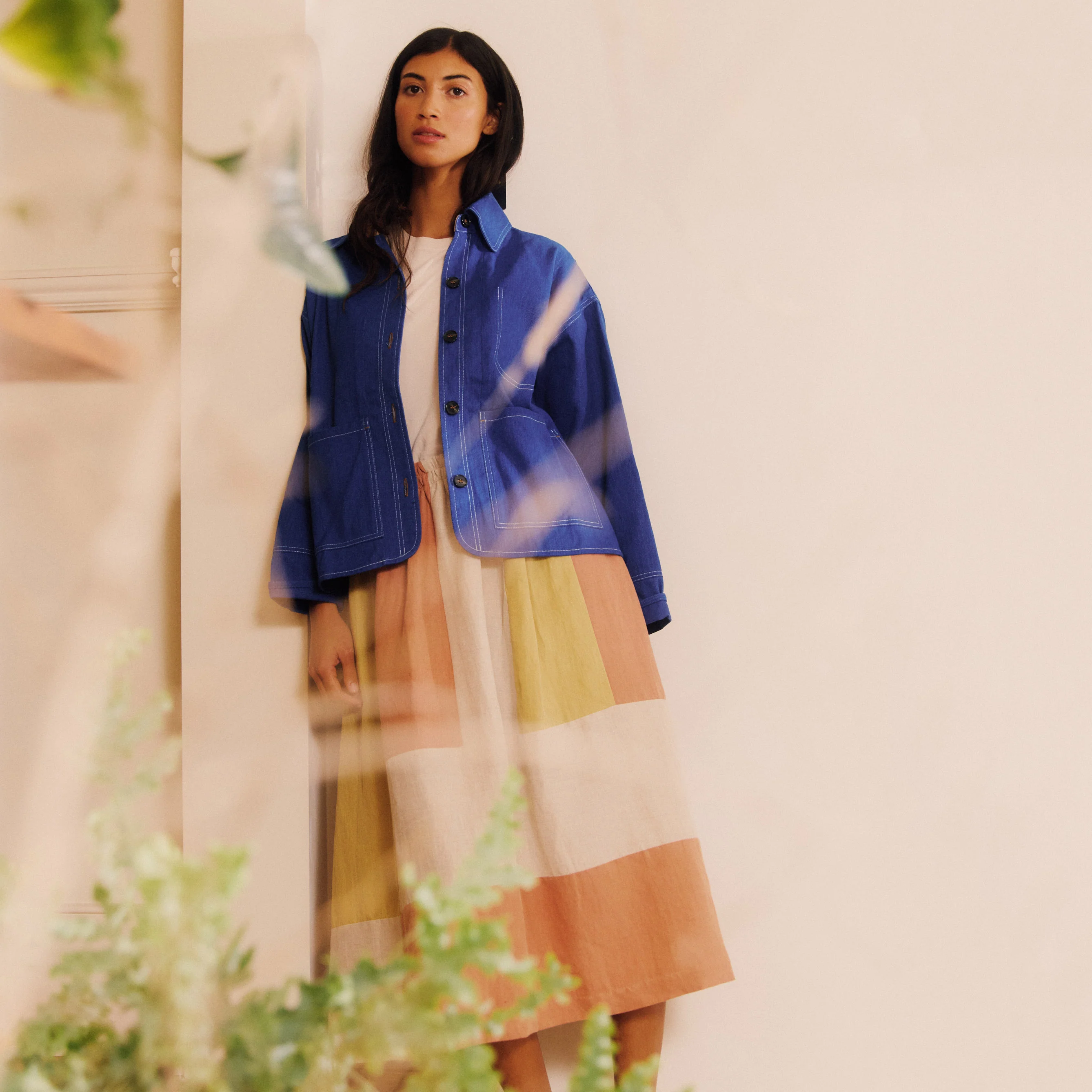 Women's Linen & Cotton Willow Skirt - Patchwork Mix - Image 2