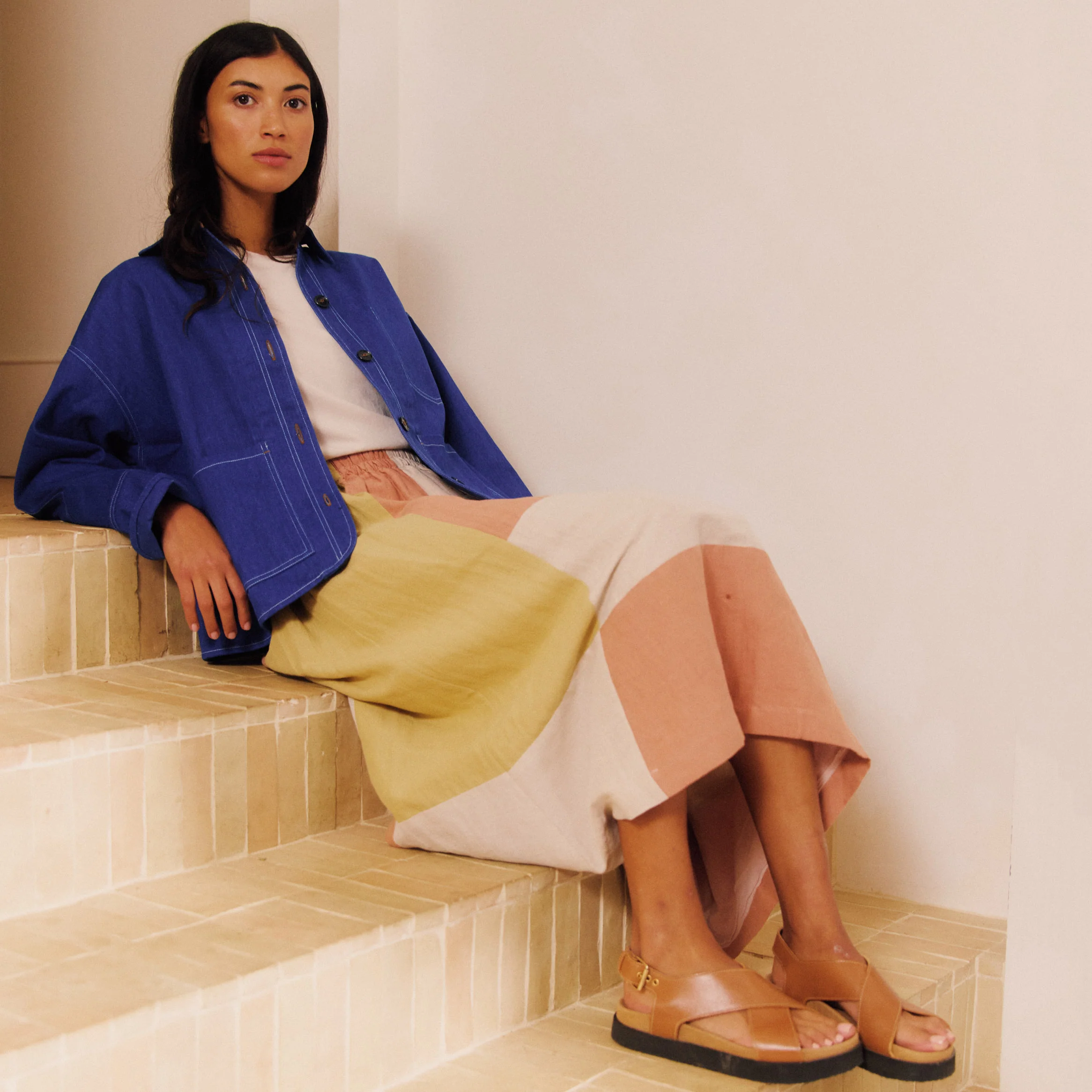 Women's Linen & Cotton Willow Skirt - Patchwork Mix - Image 3