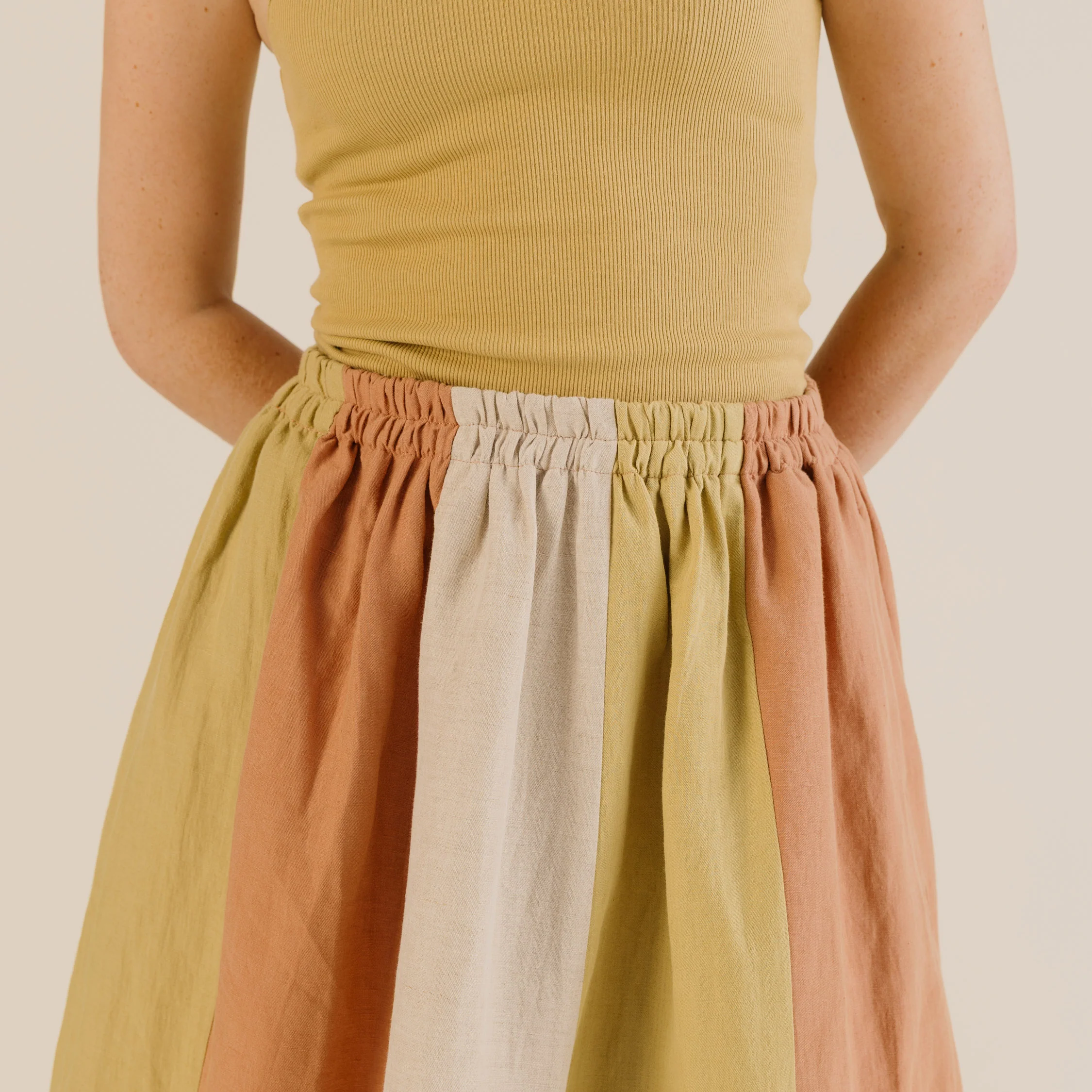 Women's Linen & Cotton Willow Skirt - Patchwork Mix - Image 4
