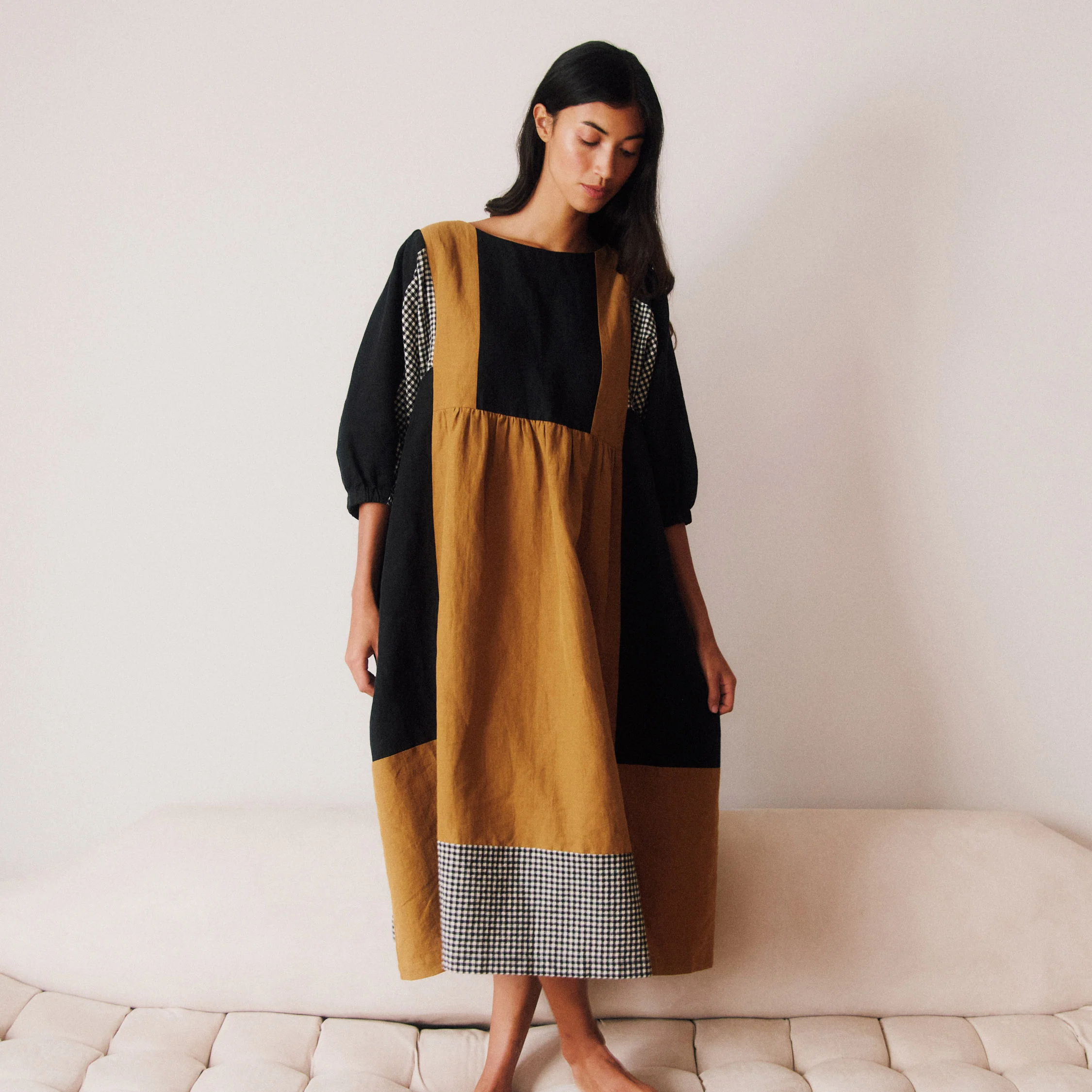 Women's Linen & Cotton Winnie Dress - Patchwork - Image 4