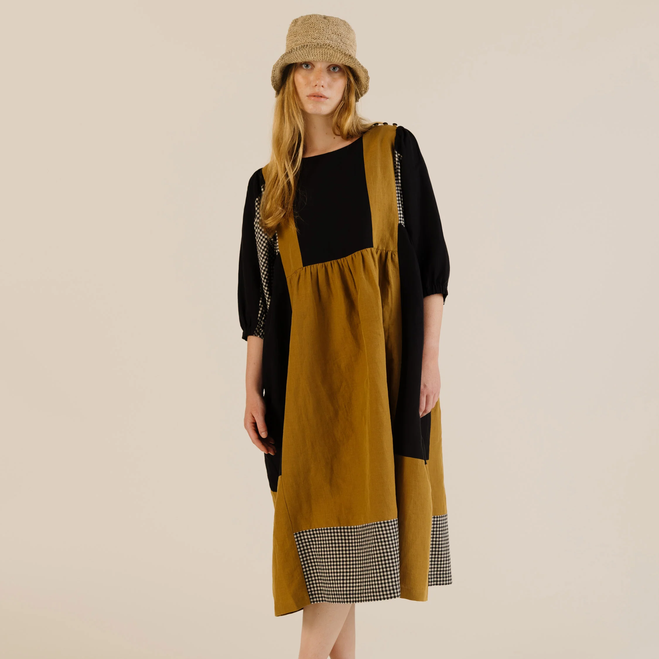 Women's Linen & Cotton Winnie Dress - Patchwork - Image 9