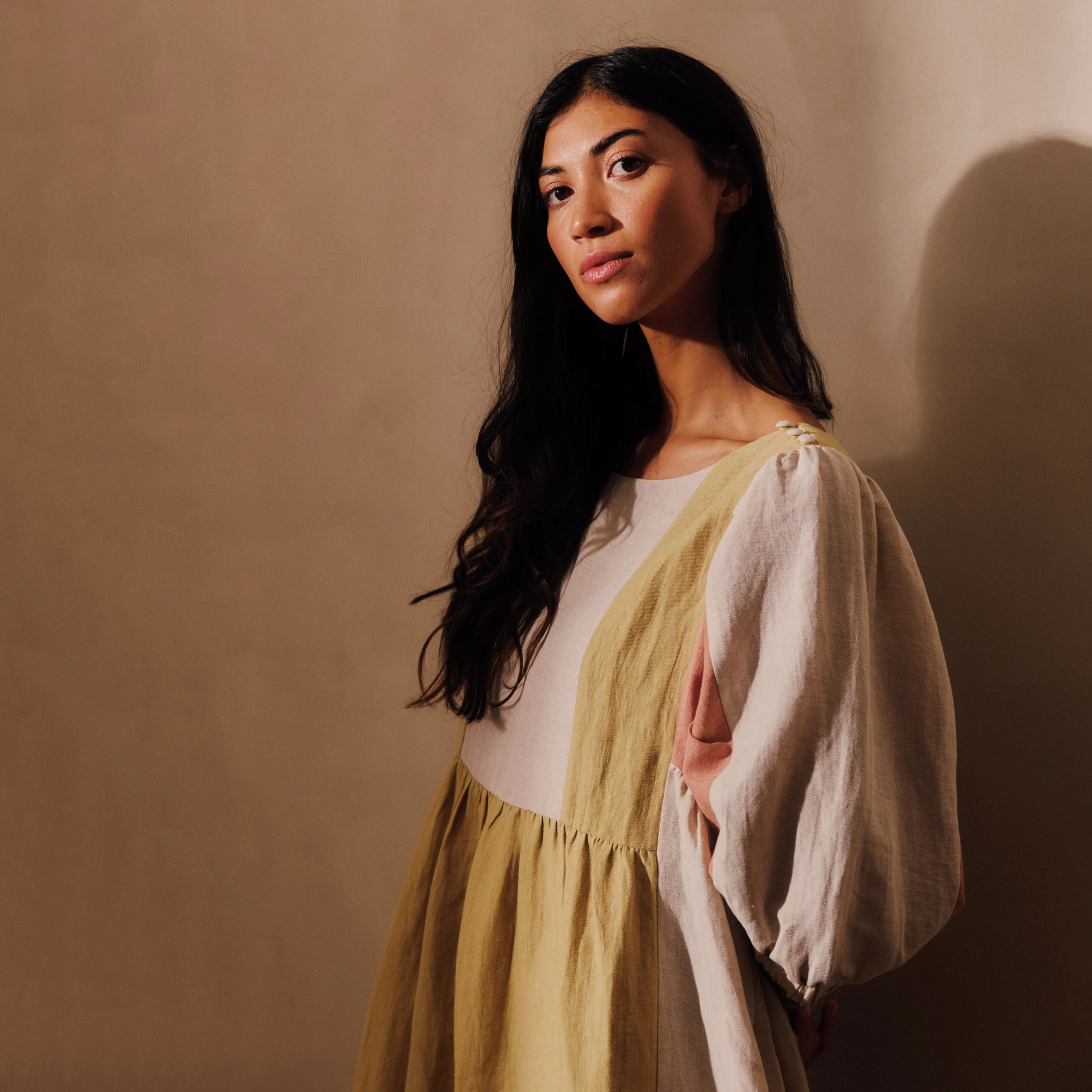 Women's Linen & Cotton Winnie Dress - Patchwork Mix