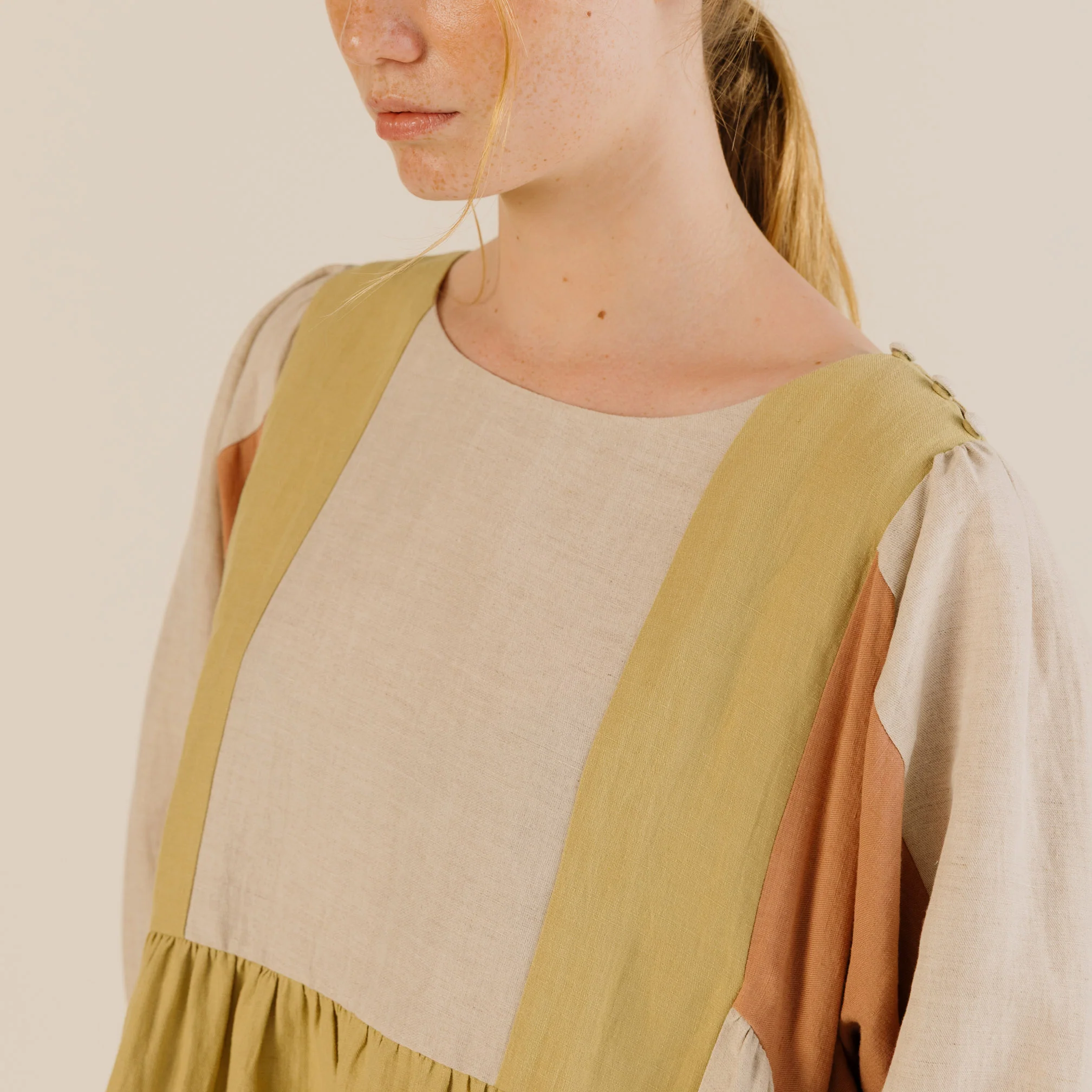 Women's Linen & Cotton Winnie Dress - Patchwork Mix - Image 10