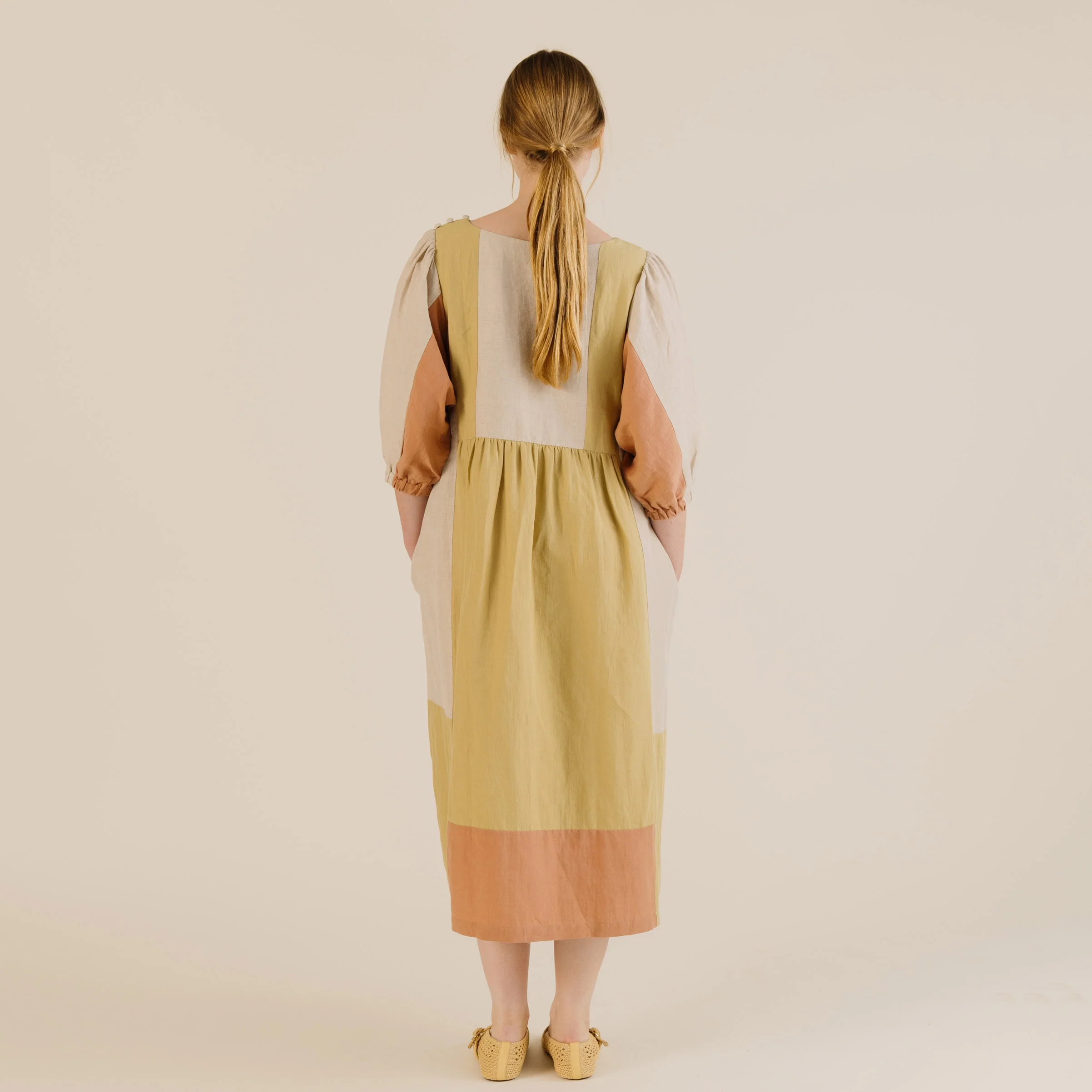Women's Linen & Cotton Winnie Dress - Patchwork Mix - Image 12