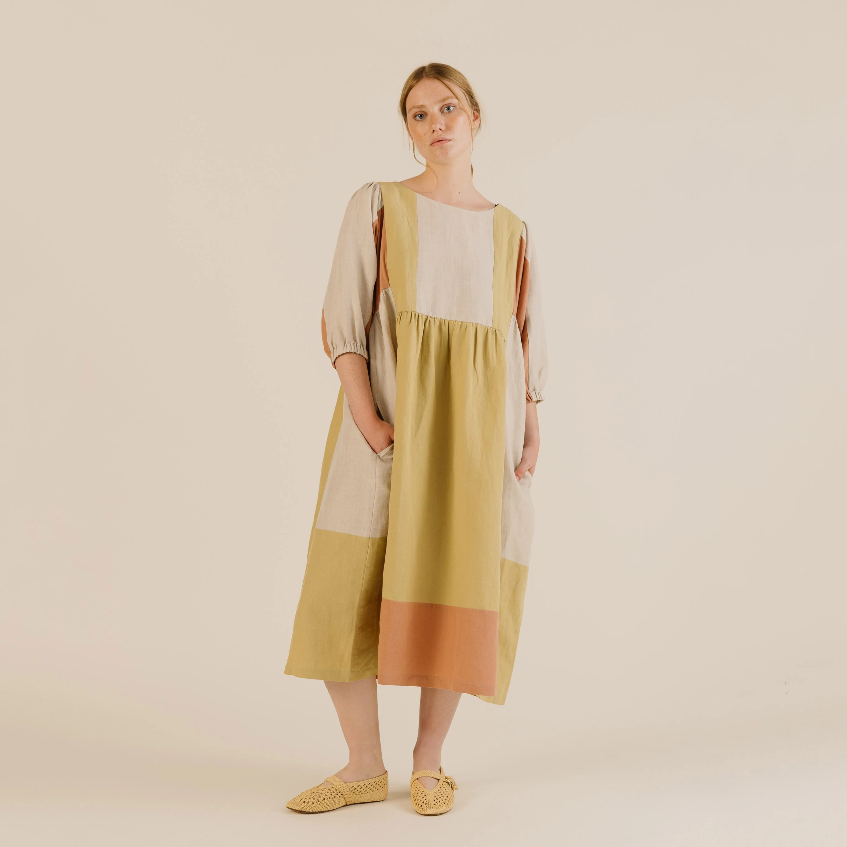 Women's Linen & Cotton Winnie Dress - Patchwork Mix - Image 8