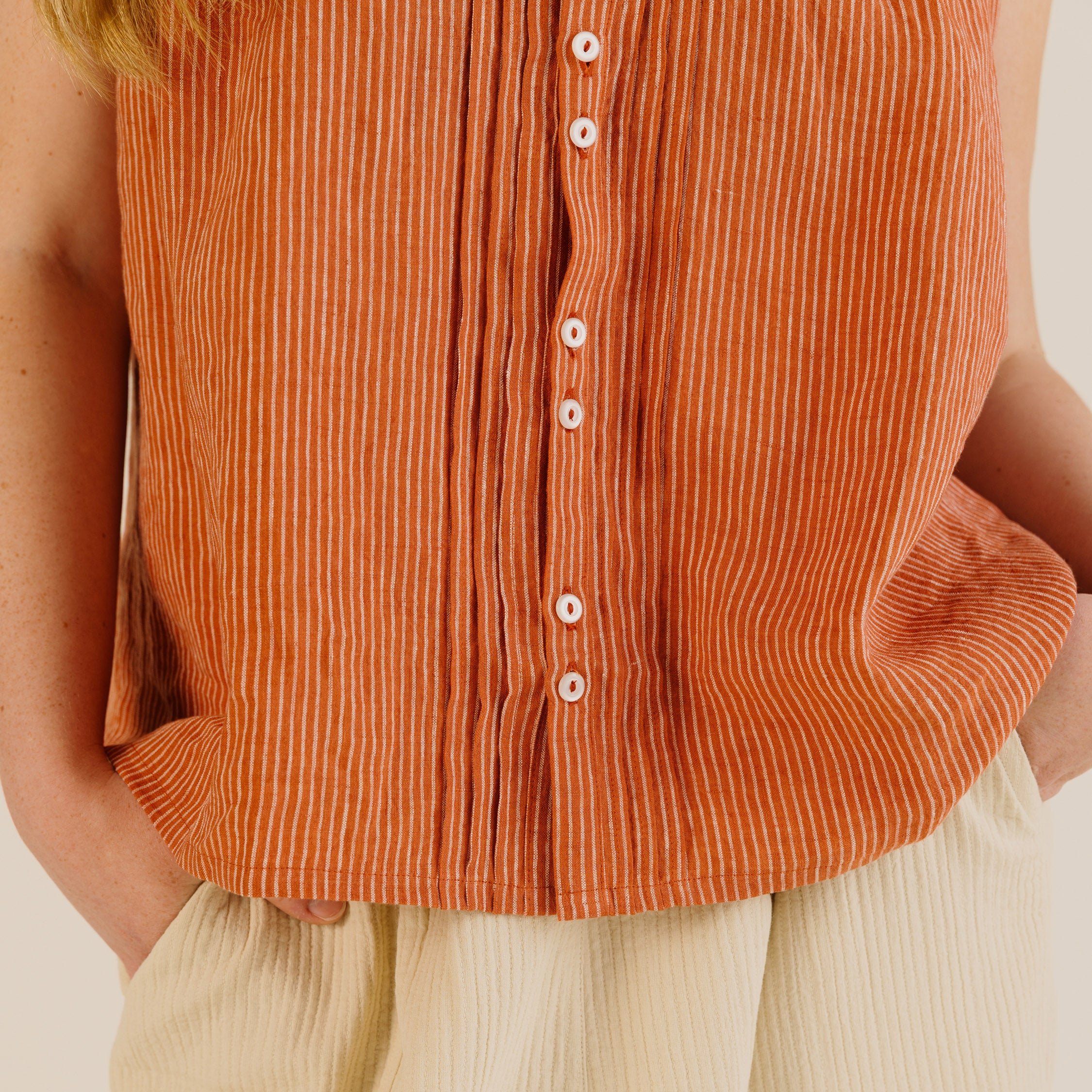 Women's Linen Deli Shirt - Brick - Image 10