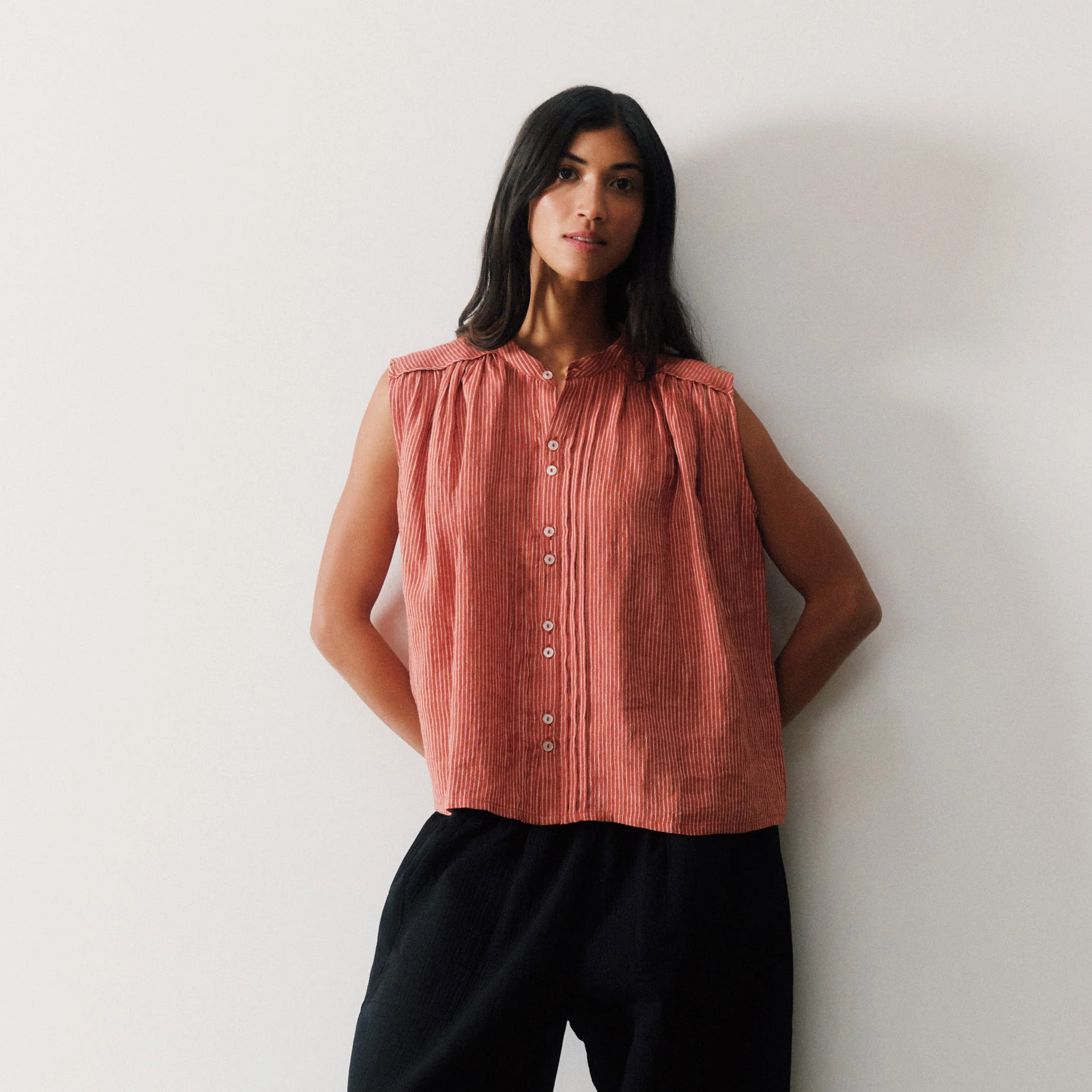 Women's Linen Deli Shirt - Brick - Image 4