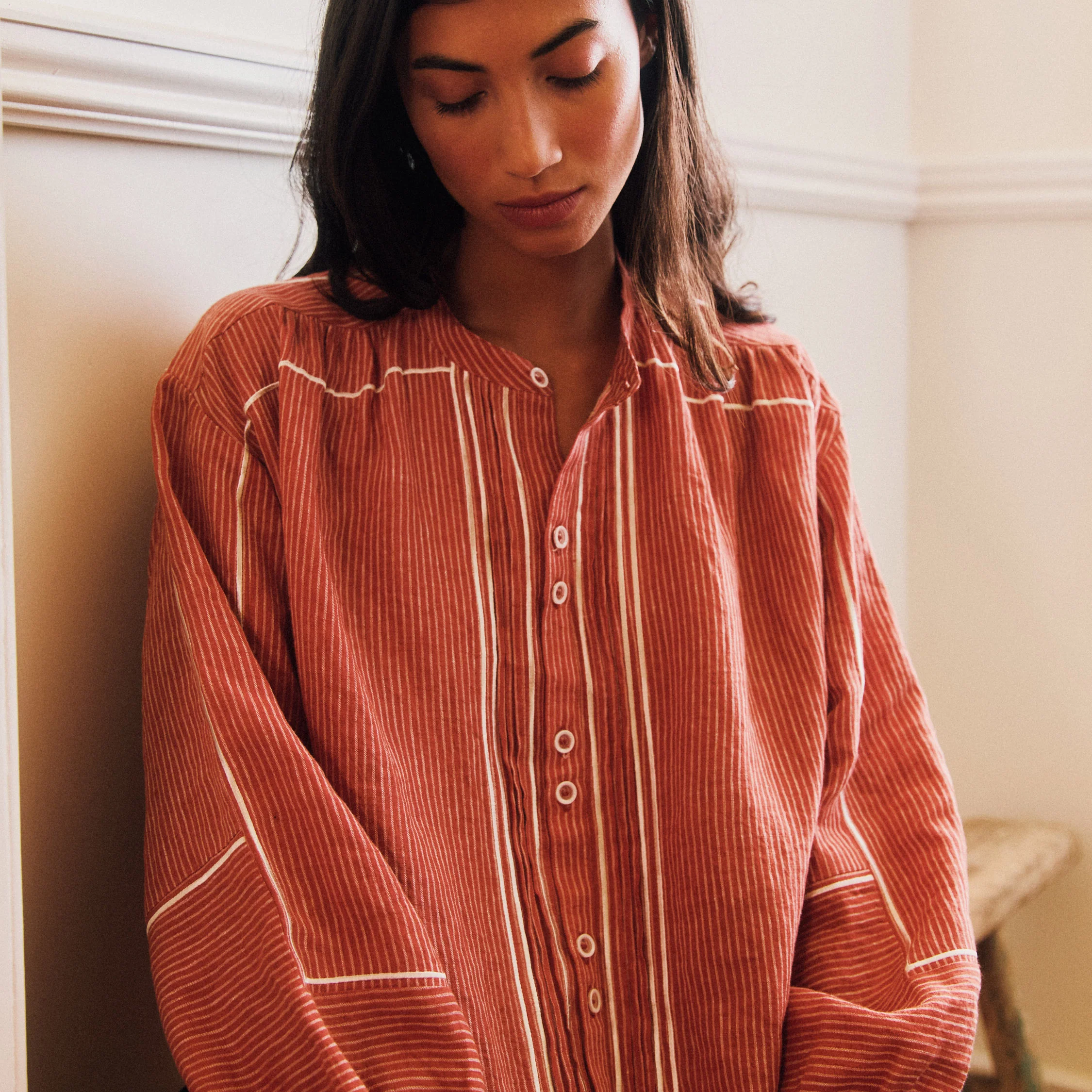 Women's Linen Willow Shirt - Brick - Image 2