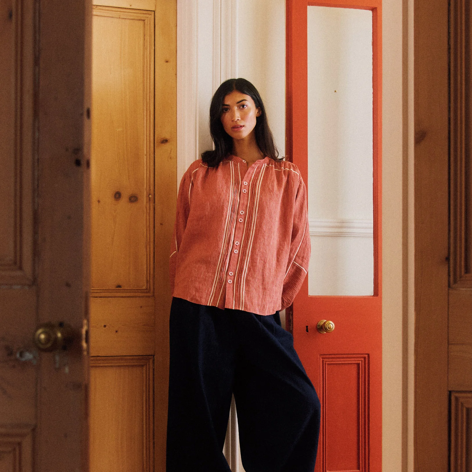 Women's Linen Willow Shirt - Brick - Image 3