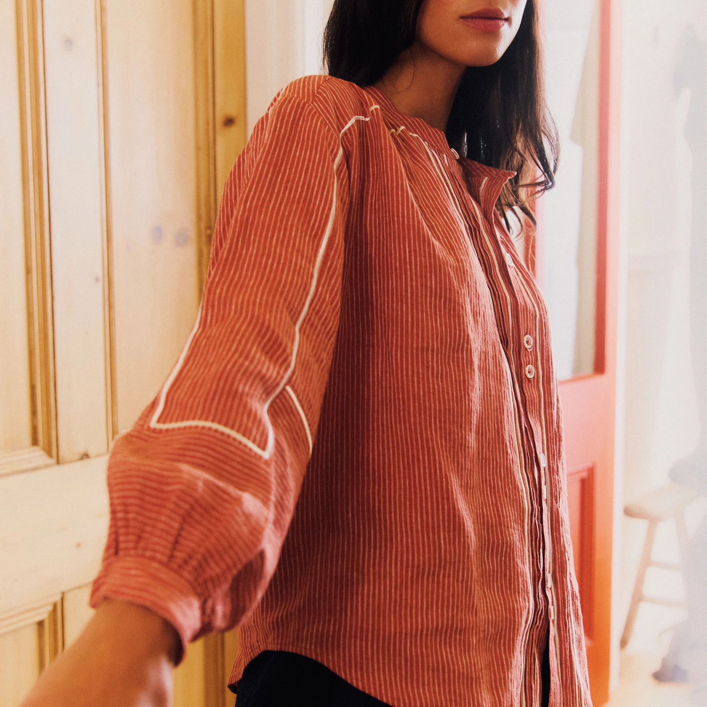 Women's Linen Willow Shirt - Brick - Image 4