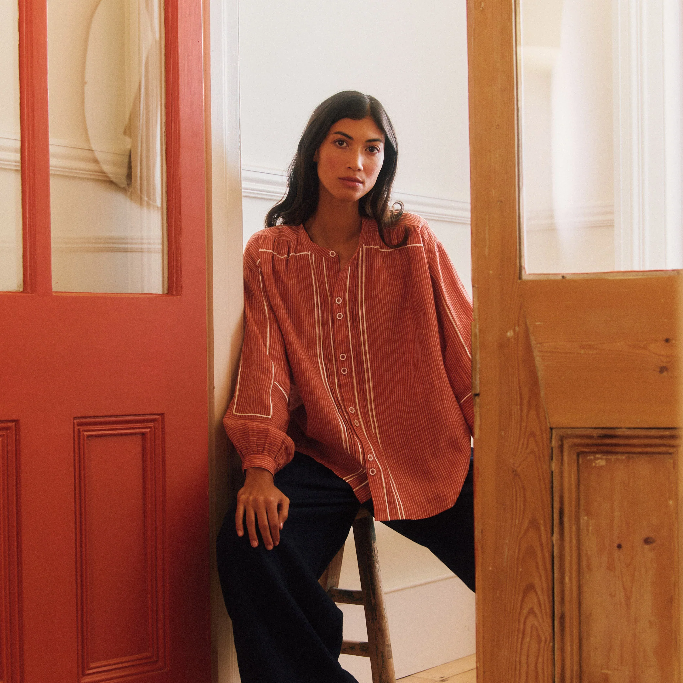 Women's Linen Willow Shirt - Brick - Image 6