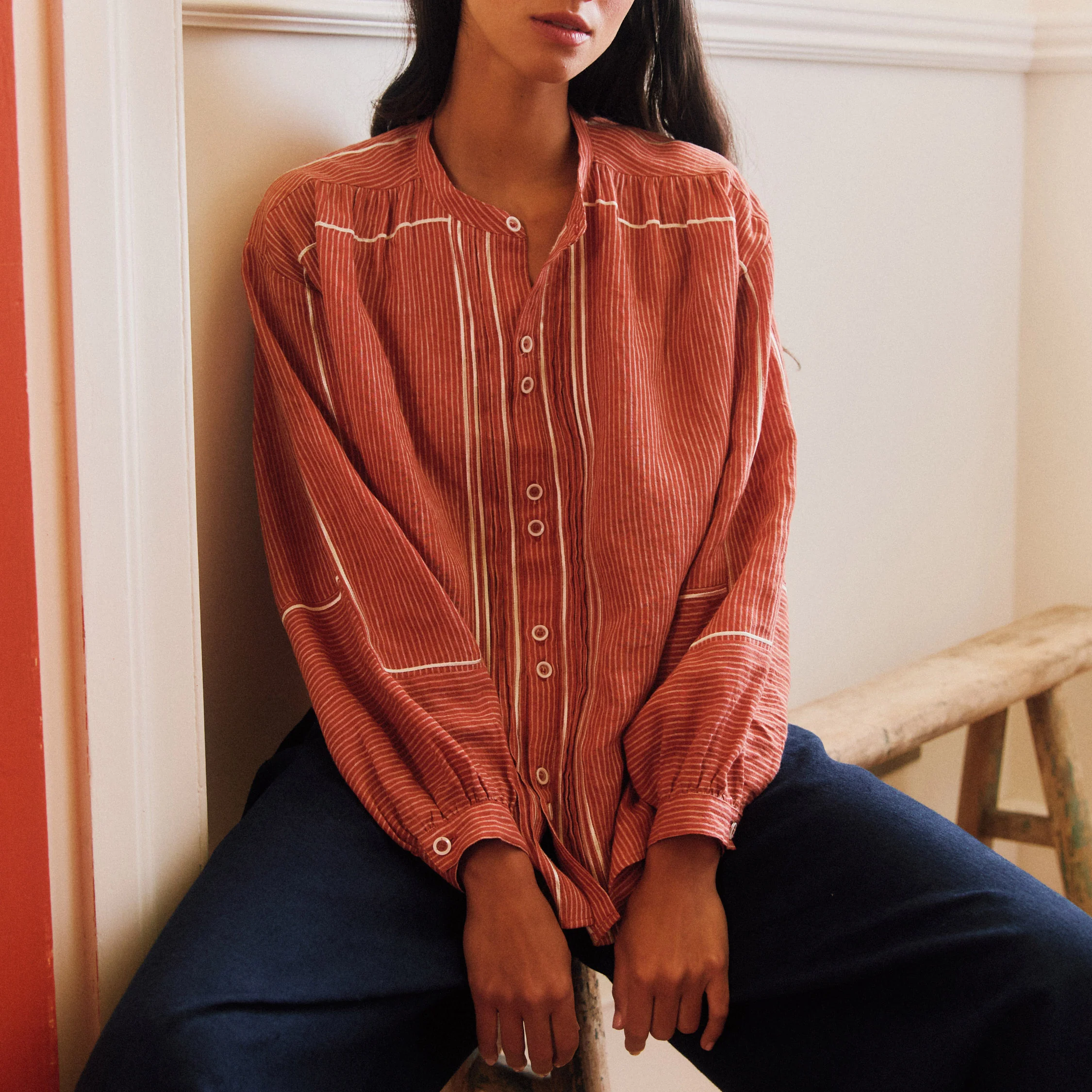 Women's Linen Willow Shirt - Brick - Image 7
