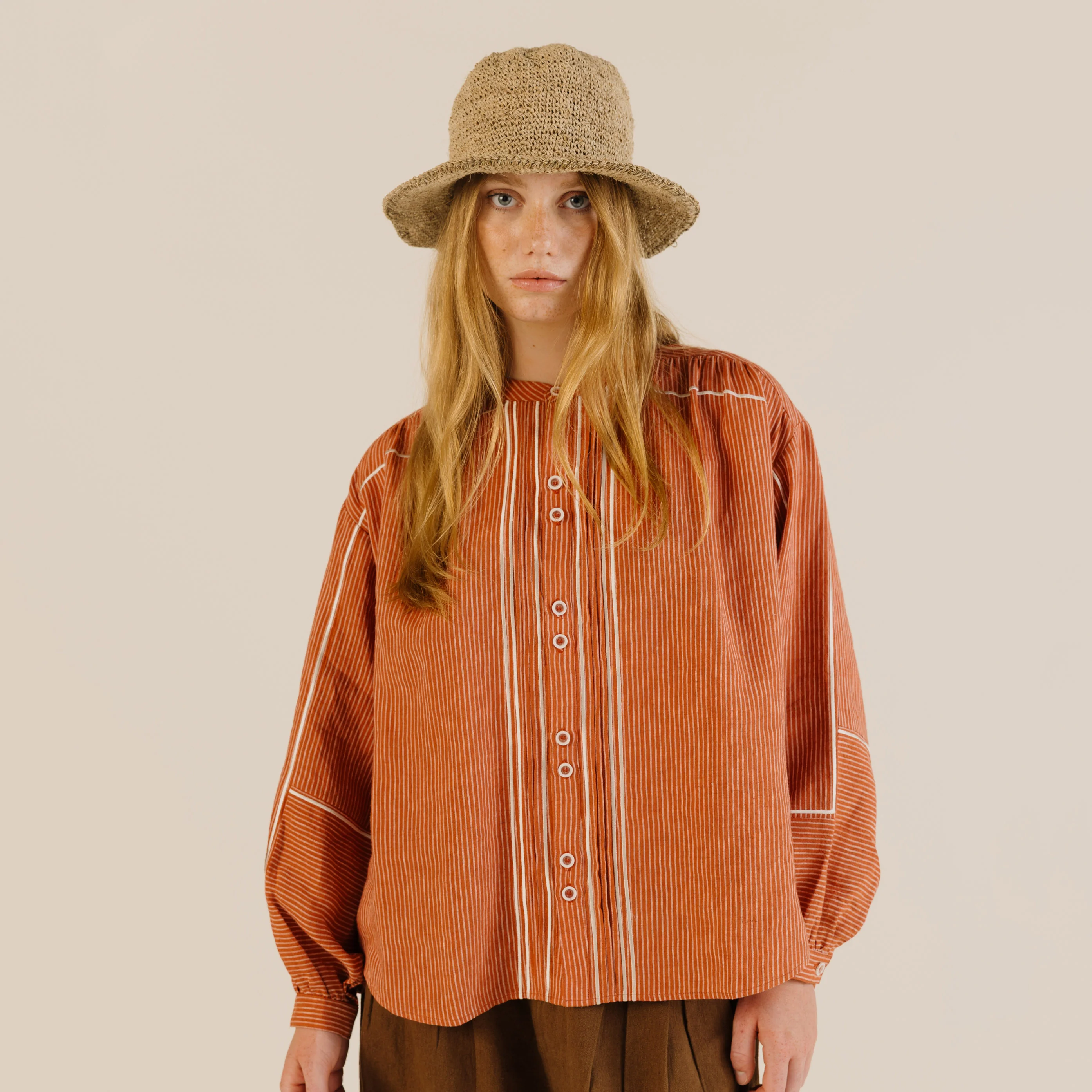 Women's Linen Willow Shirt - Brick - Image 8