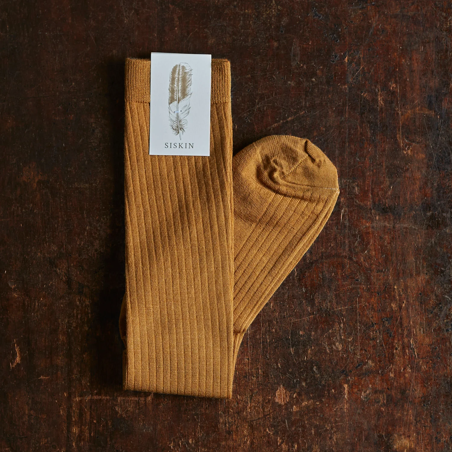 Weaver Adults Knee High Socks - Wool - Ochre