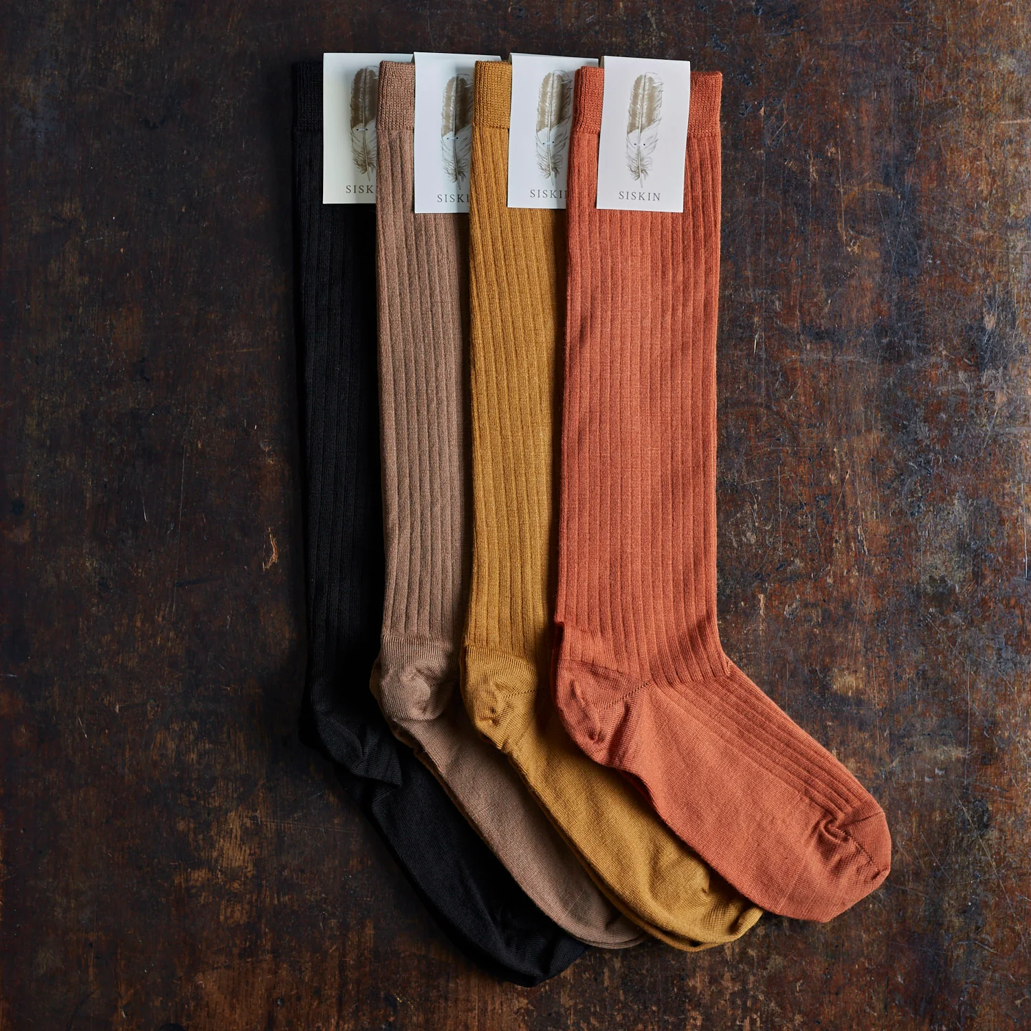 Weaver Adults Knee High Socks - Wool - Ochre - Image 2