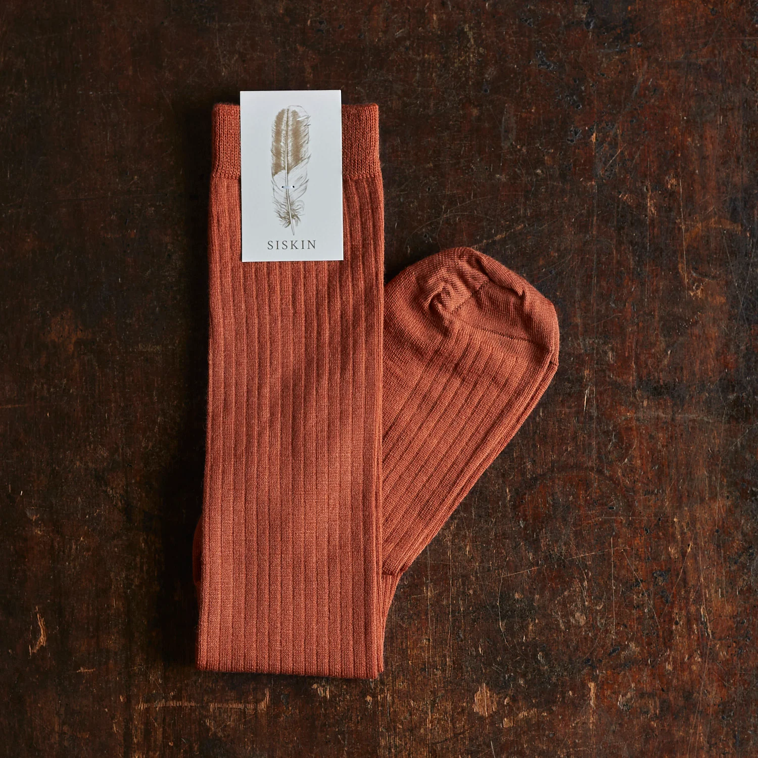 Weaver Adults Knee High Socks - Wool - Rust - Image 2
