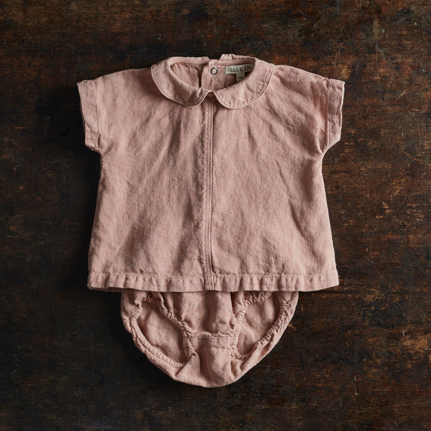 Alder Baby Tunic Top - Linen - Peony - Image 3