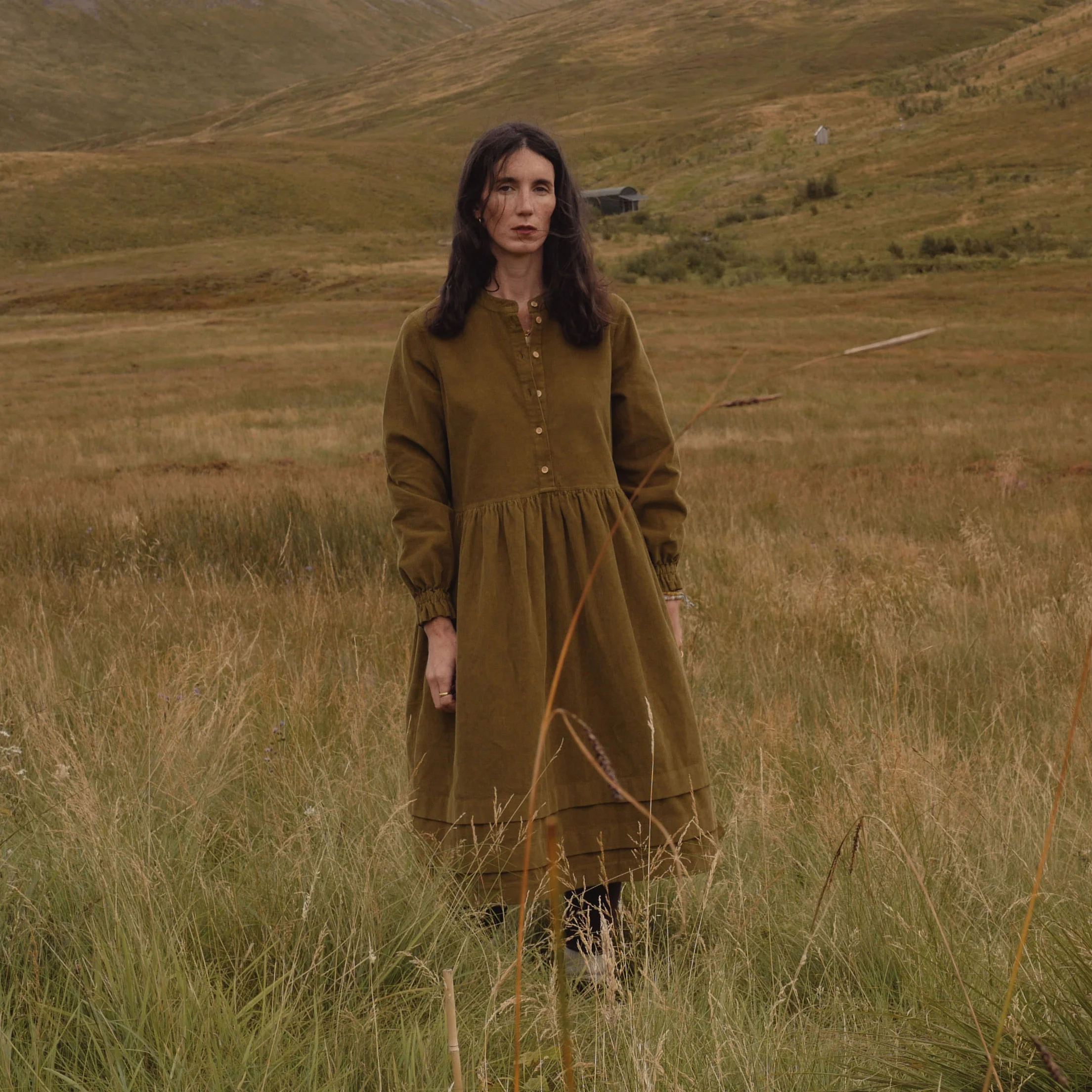 Ash Women's Dress - Cotton Corduroy - Seaweed