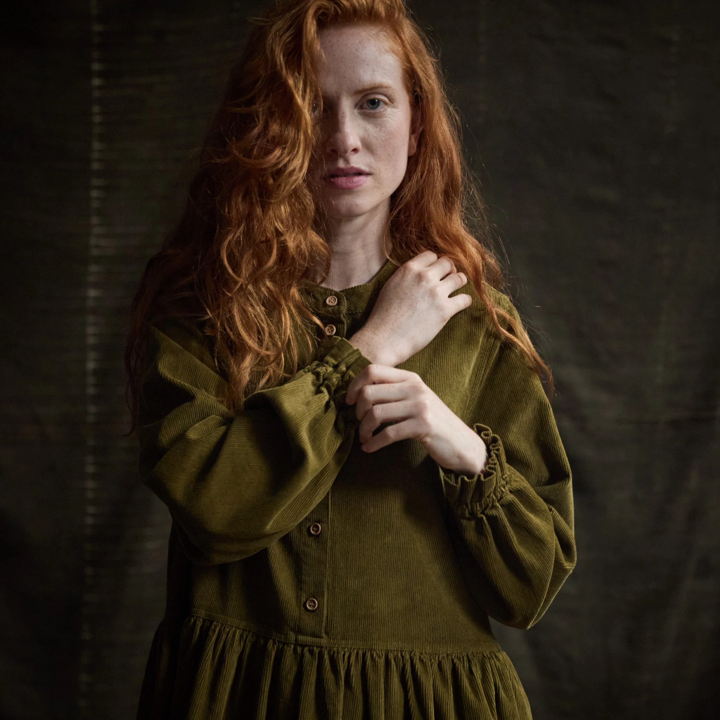 Ash Women's Dress - Cotton Corduroy - Seaweed - Image 3