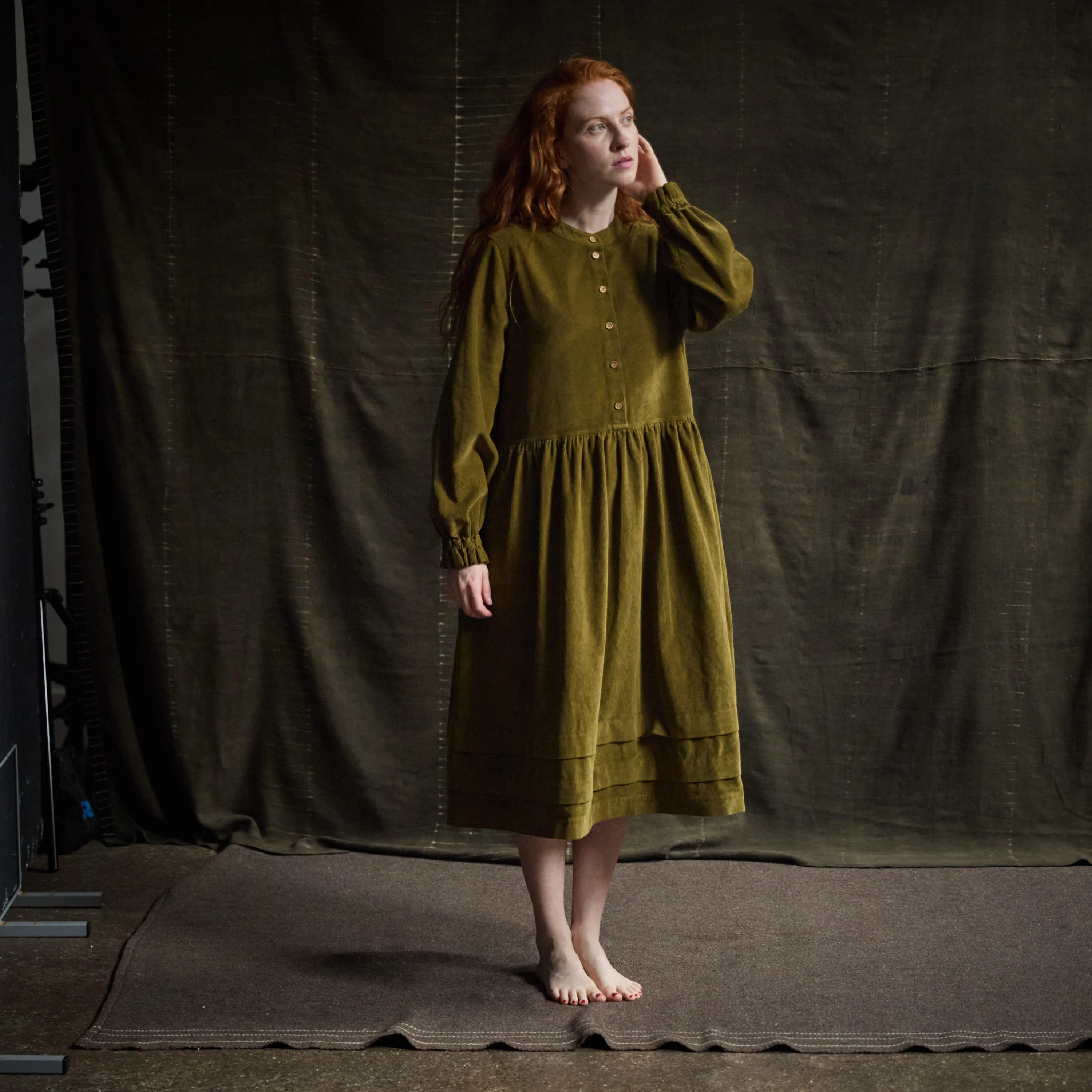 Ash Women's Dress - Cotton Corduroy - Seaweed - Image 4