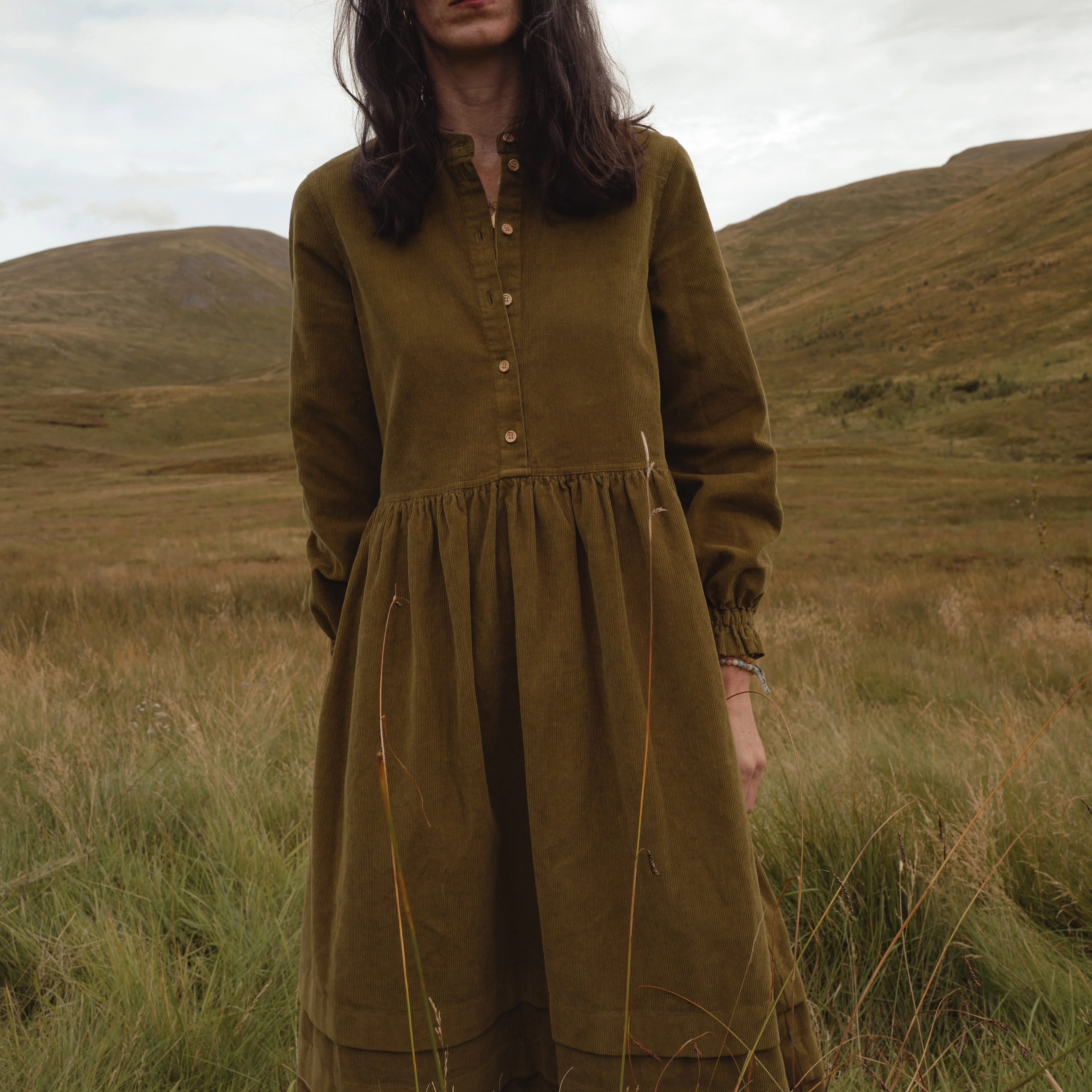 Ash Women's Dress - Cotton Corduroy - Seaweed - Image 5