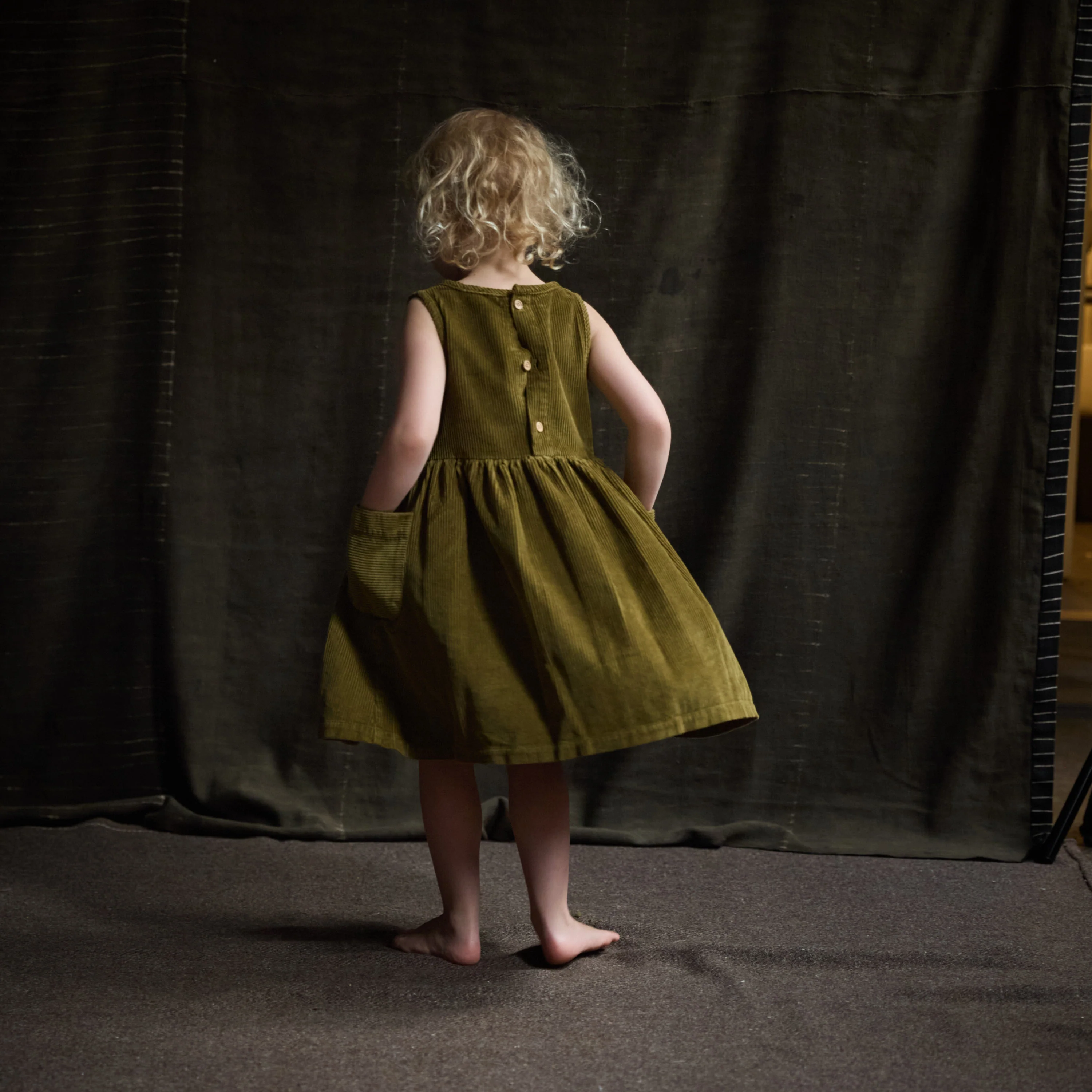 Aspen Baby & Kids Dress - Cotton Corduroy - Seaweed - Image 2